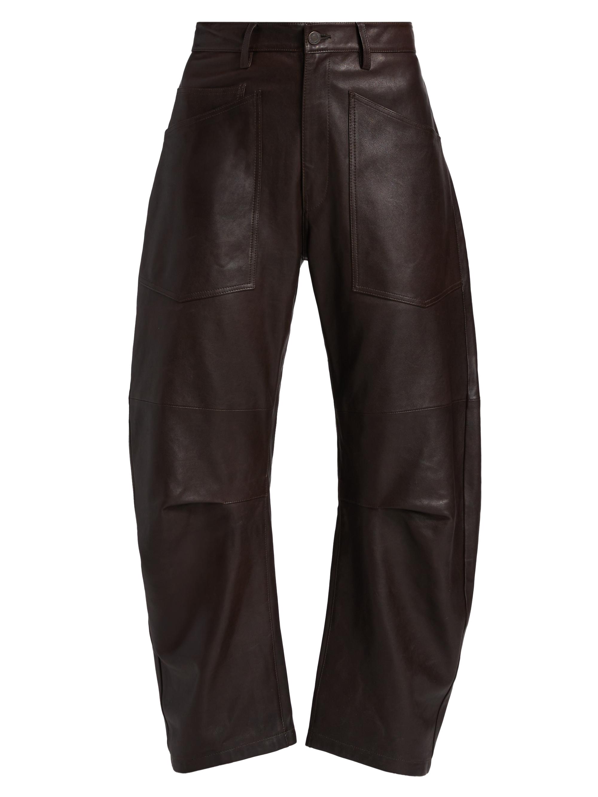 Nili Lotan Women's Shon Leather Pants - Dark Brown