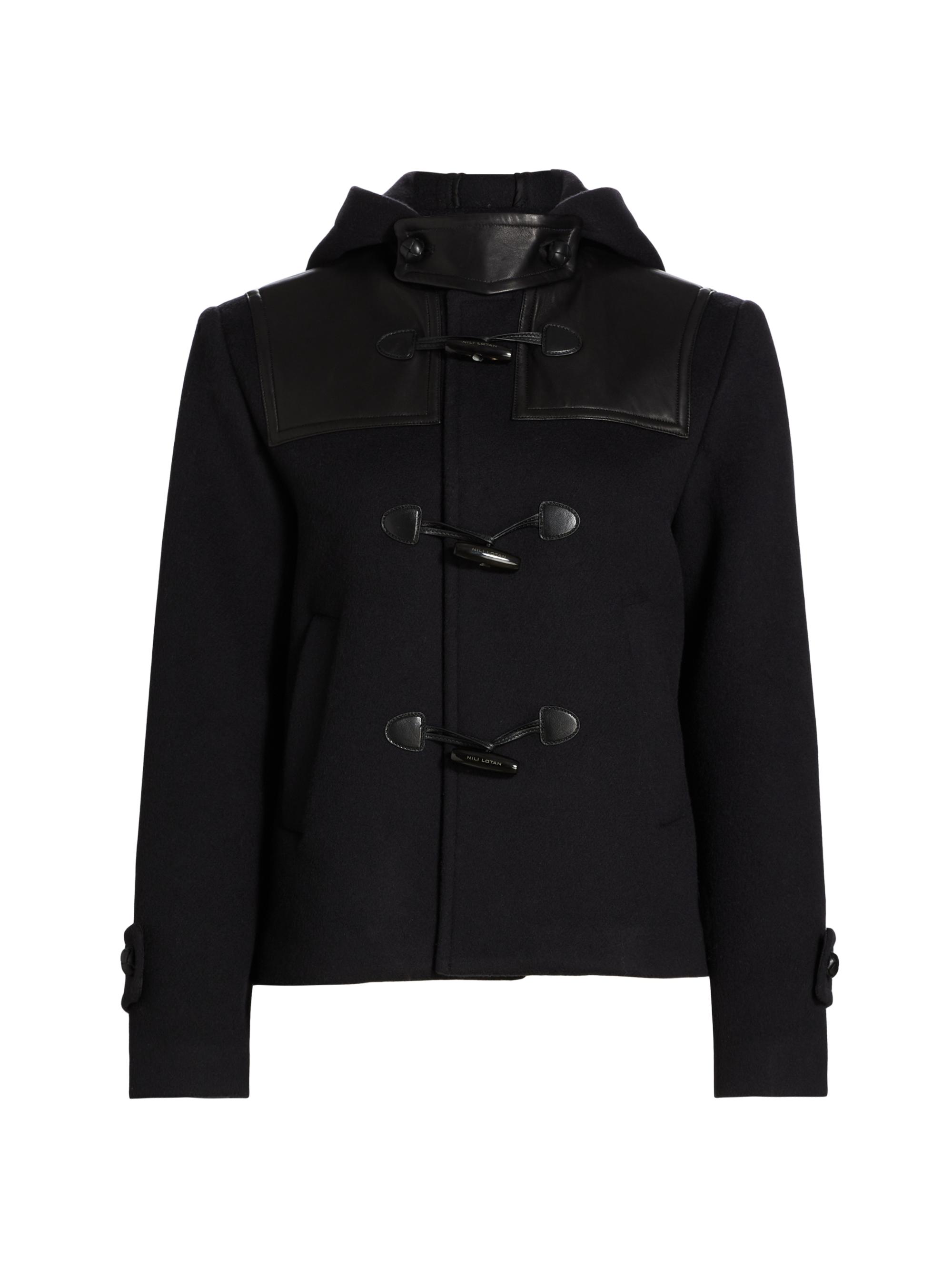 ジャケット・アウター MIU MIU Short Duffle Coat Hooded Black MIU MIU Short Duffle Coat Hooded Black Miu Miu Coat with Zippered