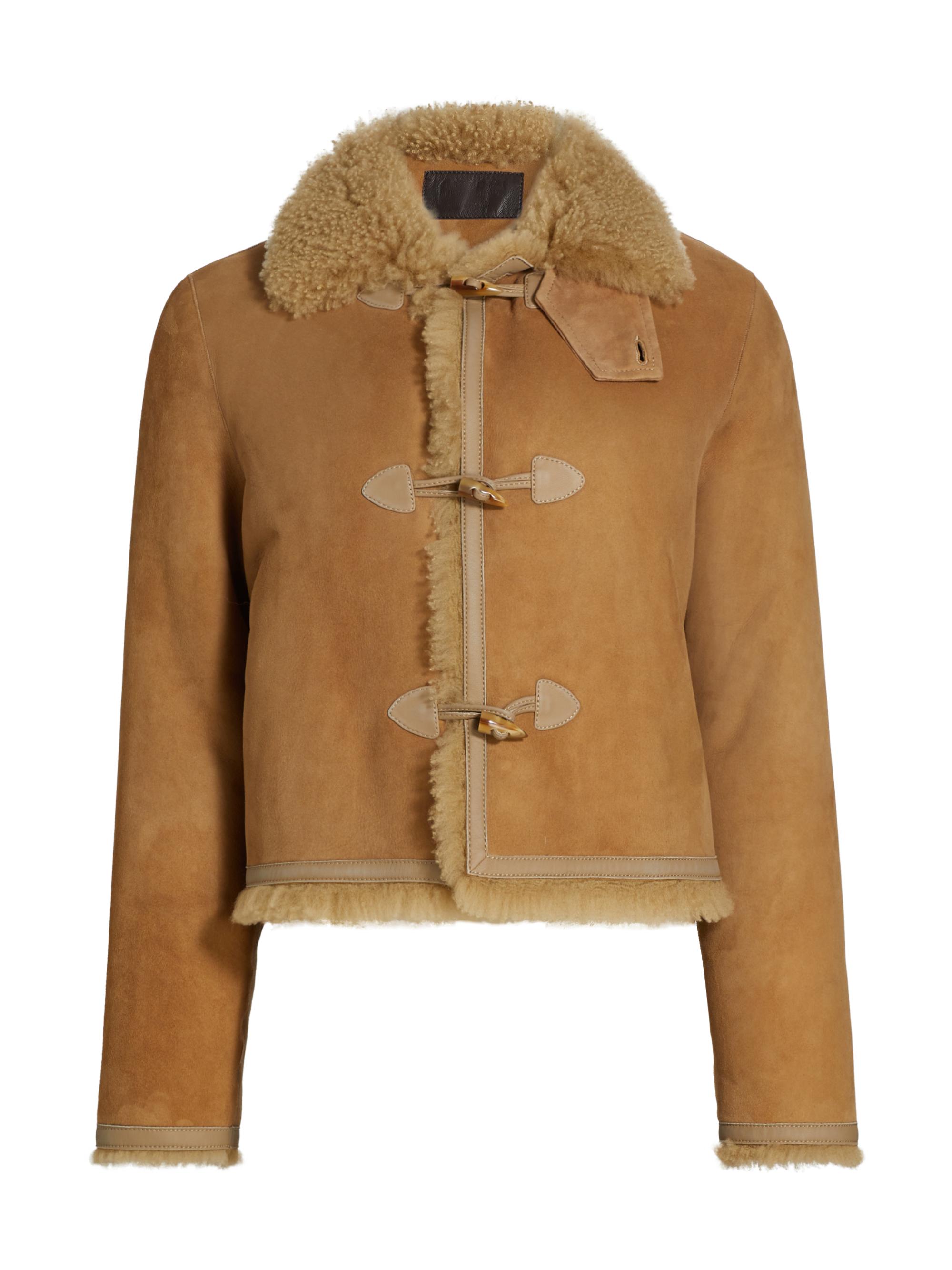Nili Lotan Women's Benoite Shearling-Trimmed Suede Jacket - Camel
