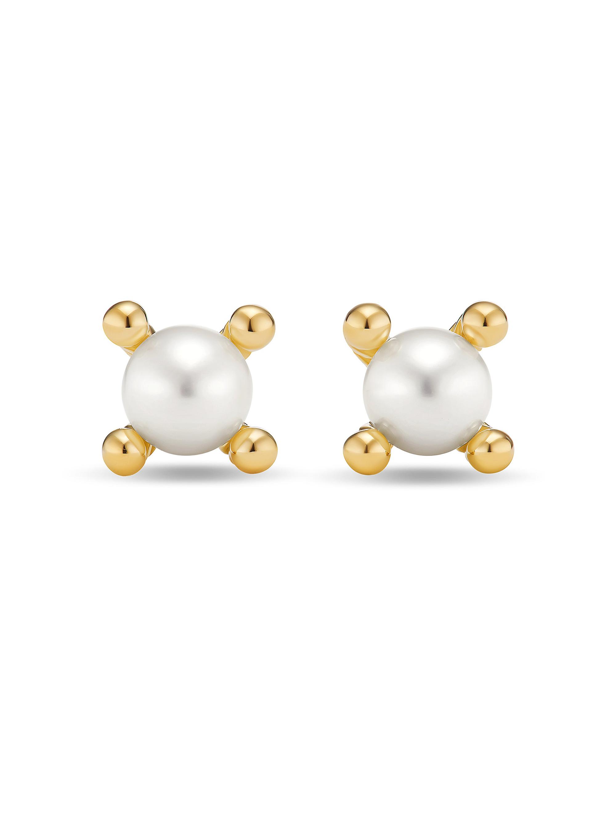 David Yurman Women's Petite Modern Renaissance Pearl Stud Earrings in 18K Yellow Gold, 5.5MM - Akoya White Pearl
