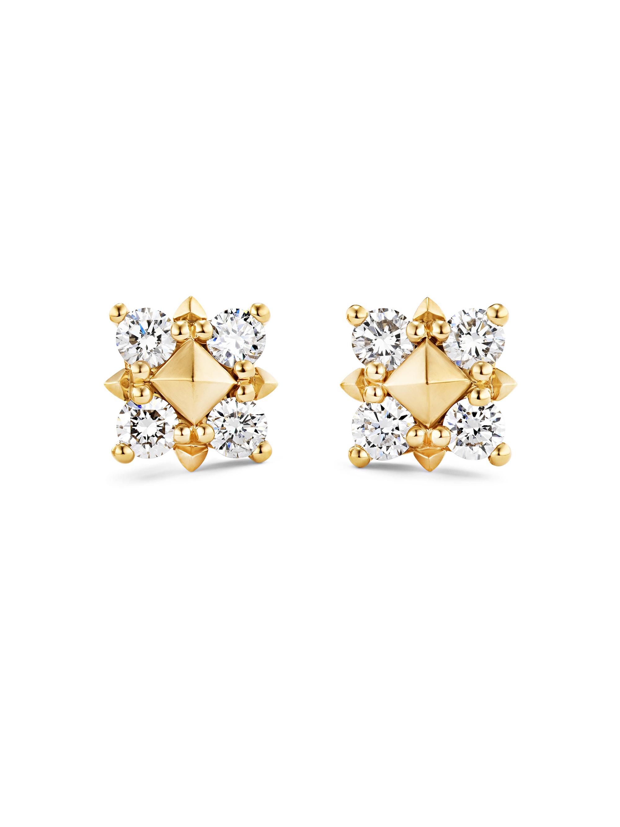 David Yurman Women's Stud Earrings in 18K Yellow Gold with Diamonds, 8MM - Diamond