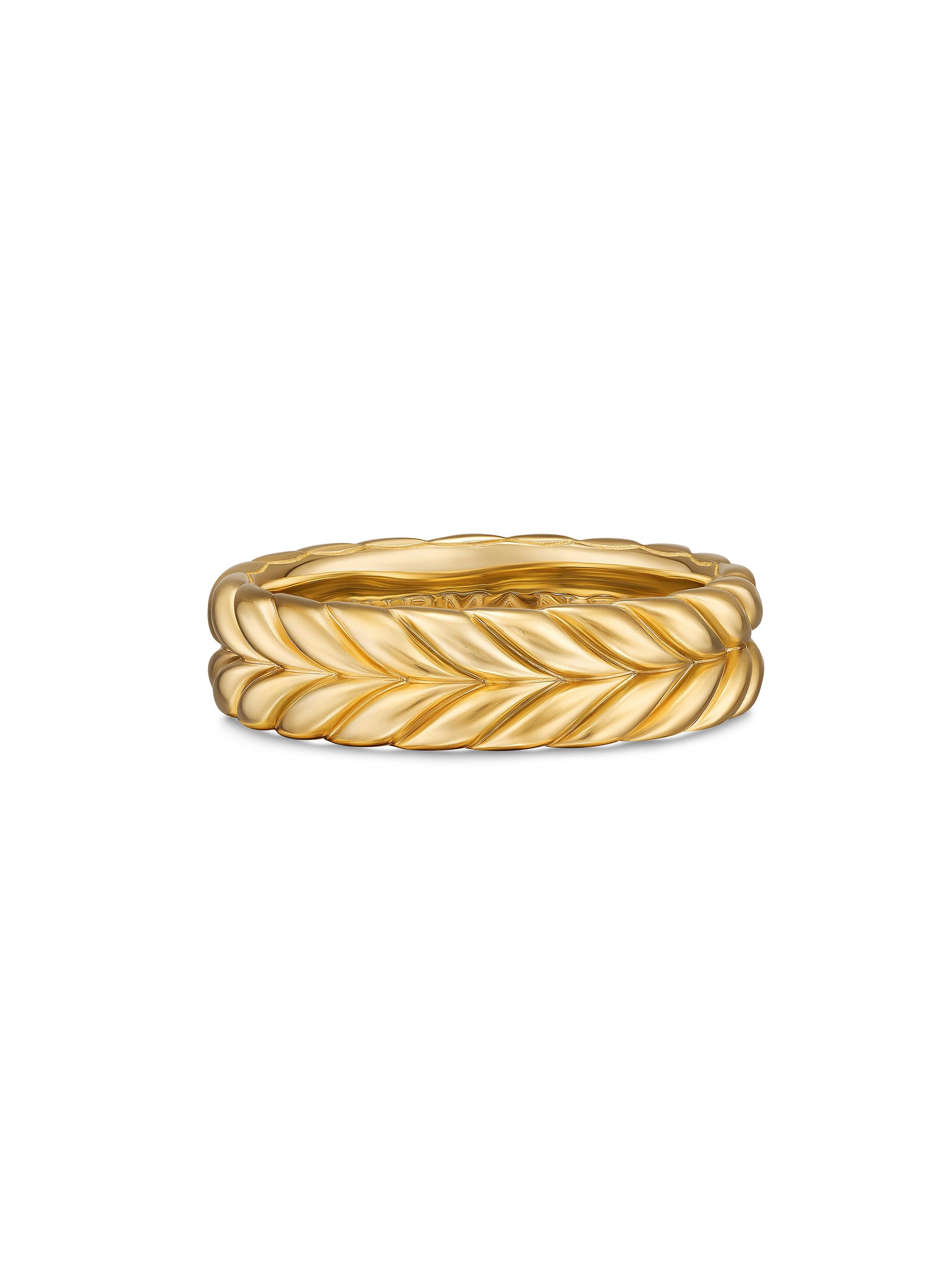 David Yurman Men's Chevron Band Ring in 18K Yellow Gold, 6.2MM - Gold