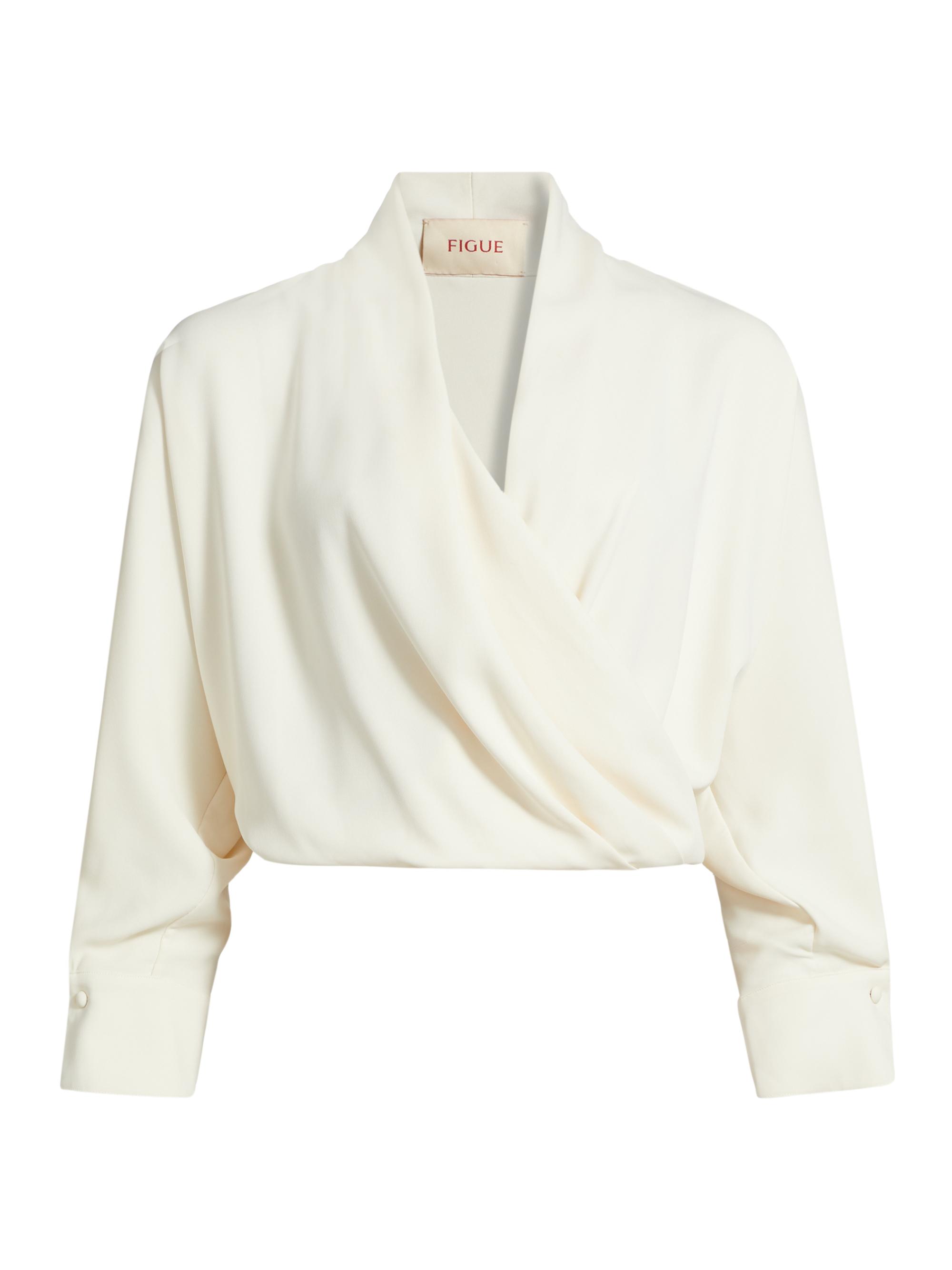 Figue Women's Fallon Draped Surplice Top - Chalk