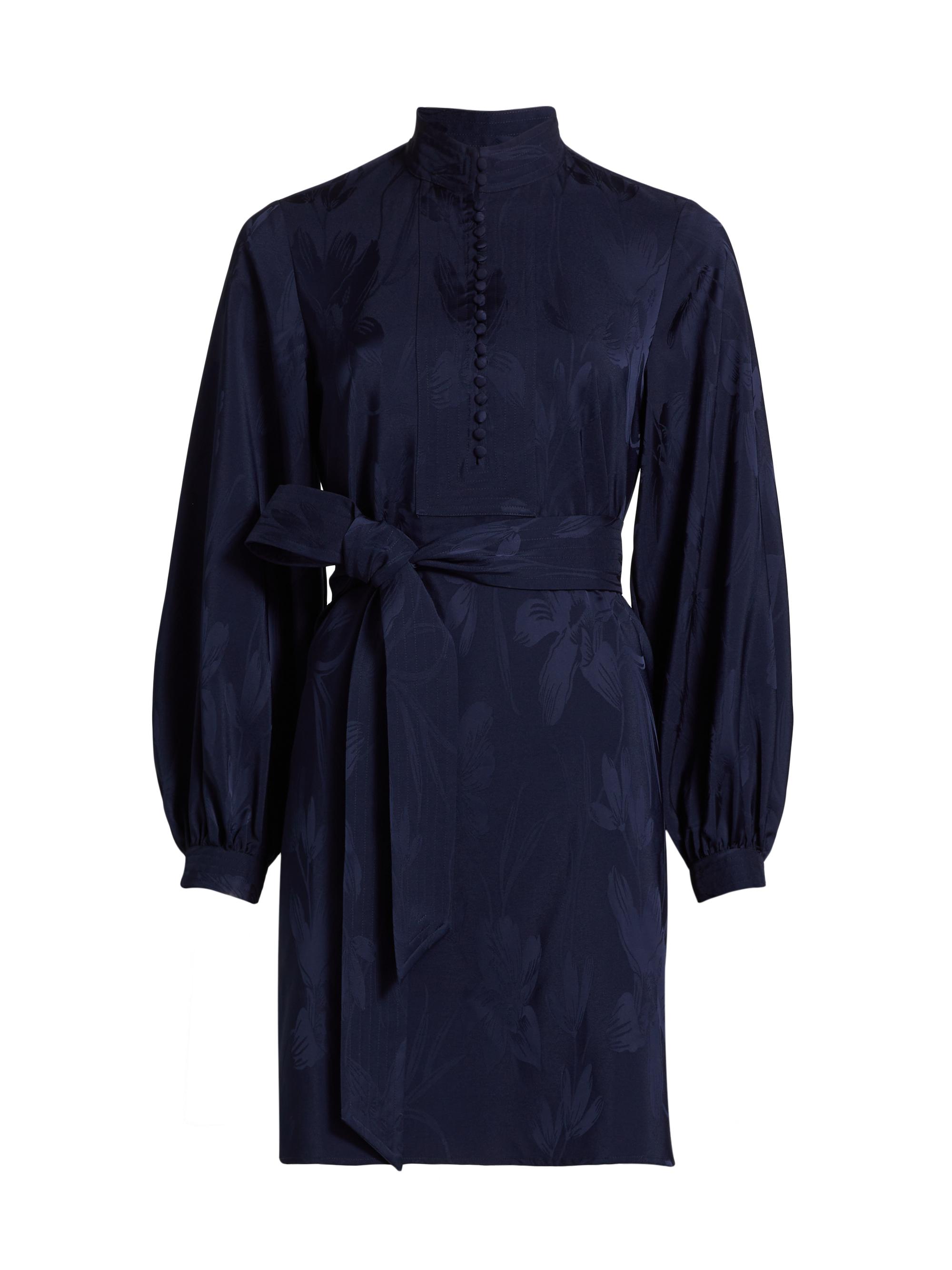 Figue Women's Izzie Floral Jacquard Tie-Waist Minidress - True Navy