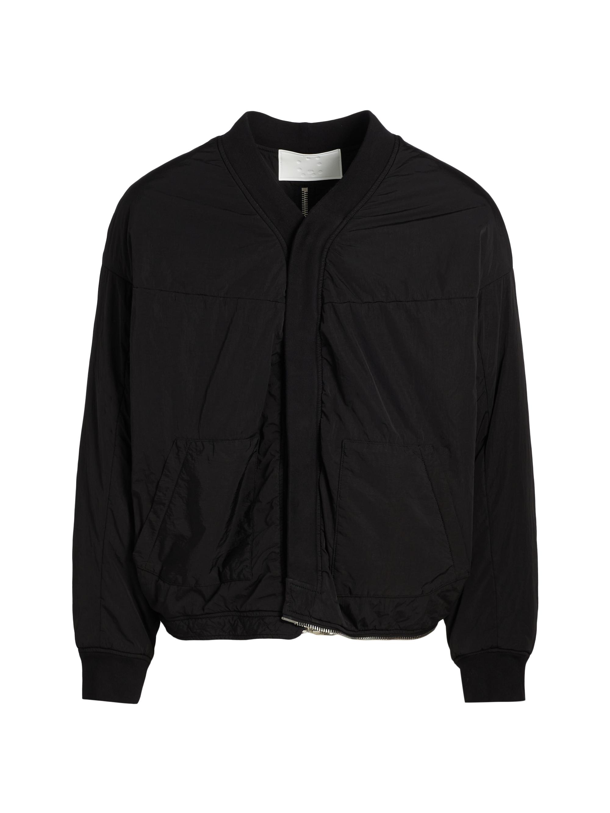 EZR Men's Multi Zipper Nylon Bomber Jacket - Black