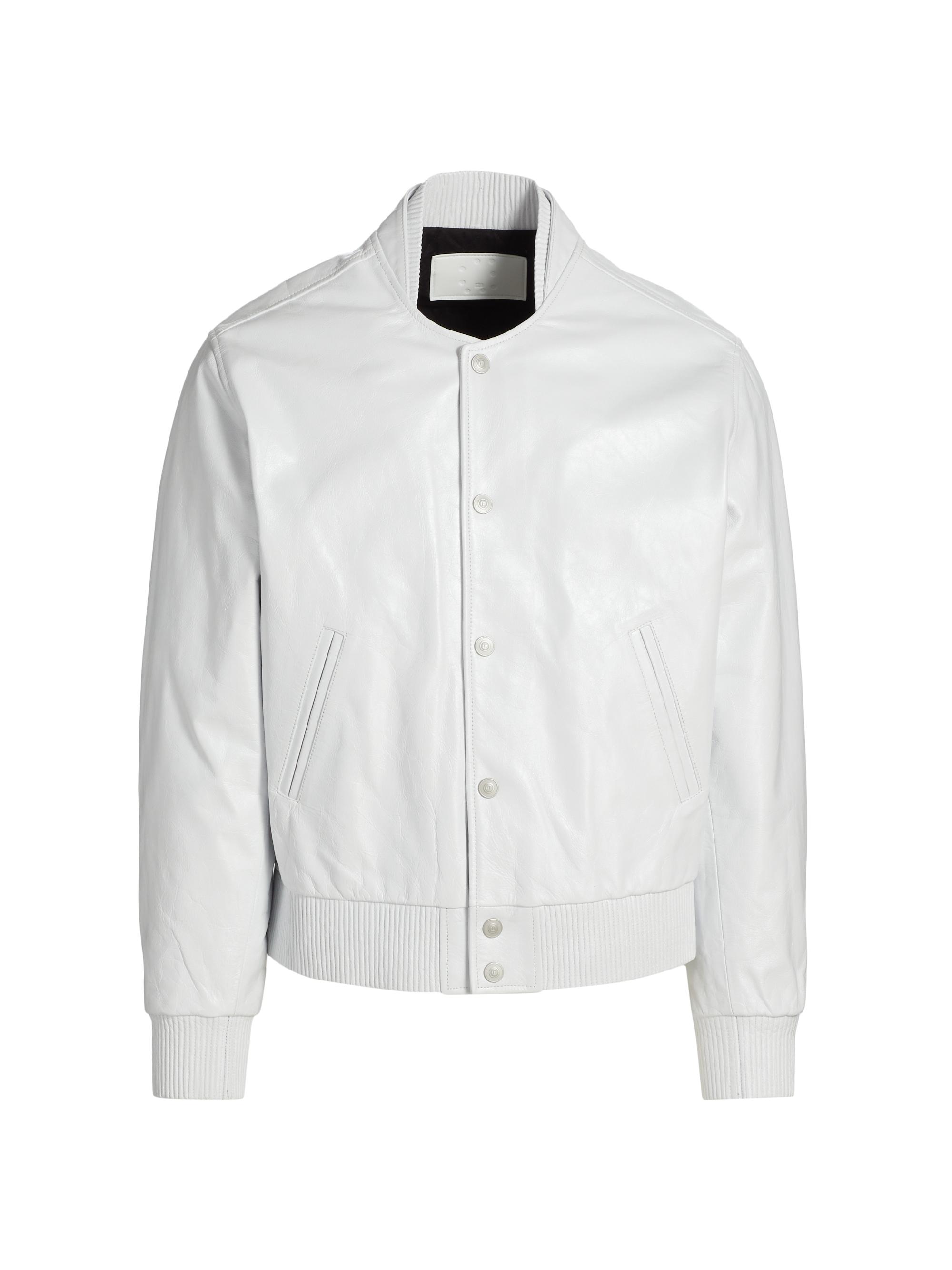 EZR Men's Leather Bomber Jacket - White
