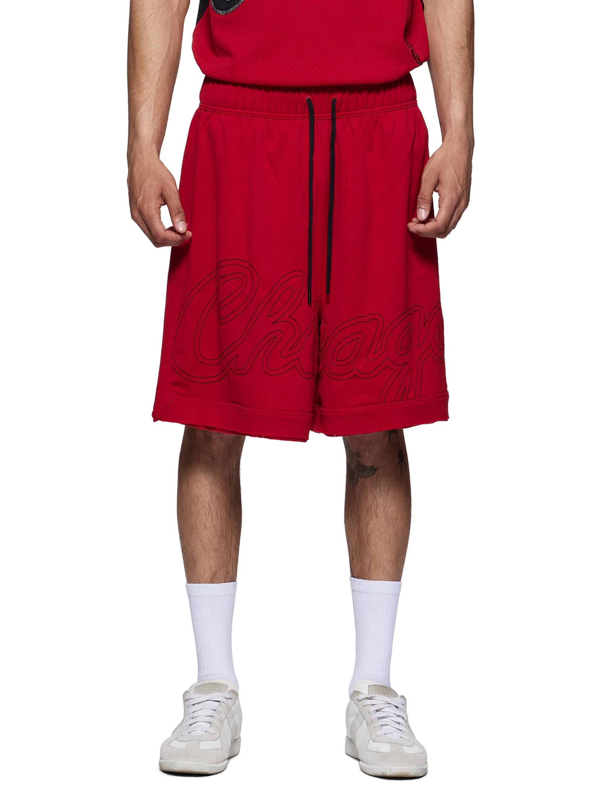 Purple Brand Men's  x Mitchell & Ness Chicago Bulls Mesh Shorts - Red