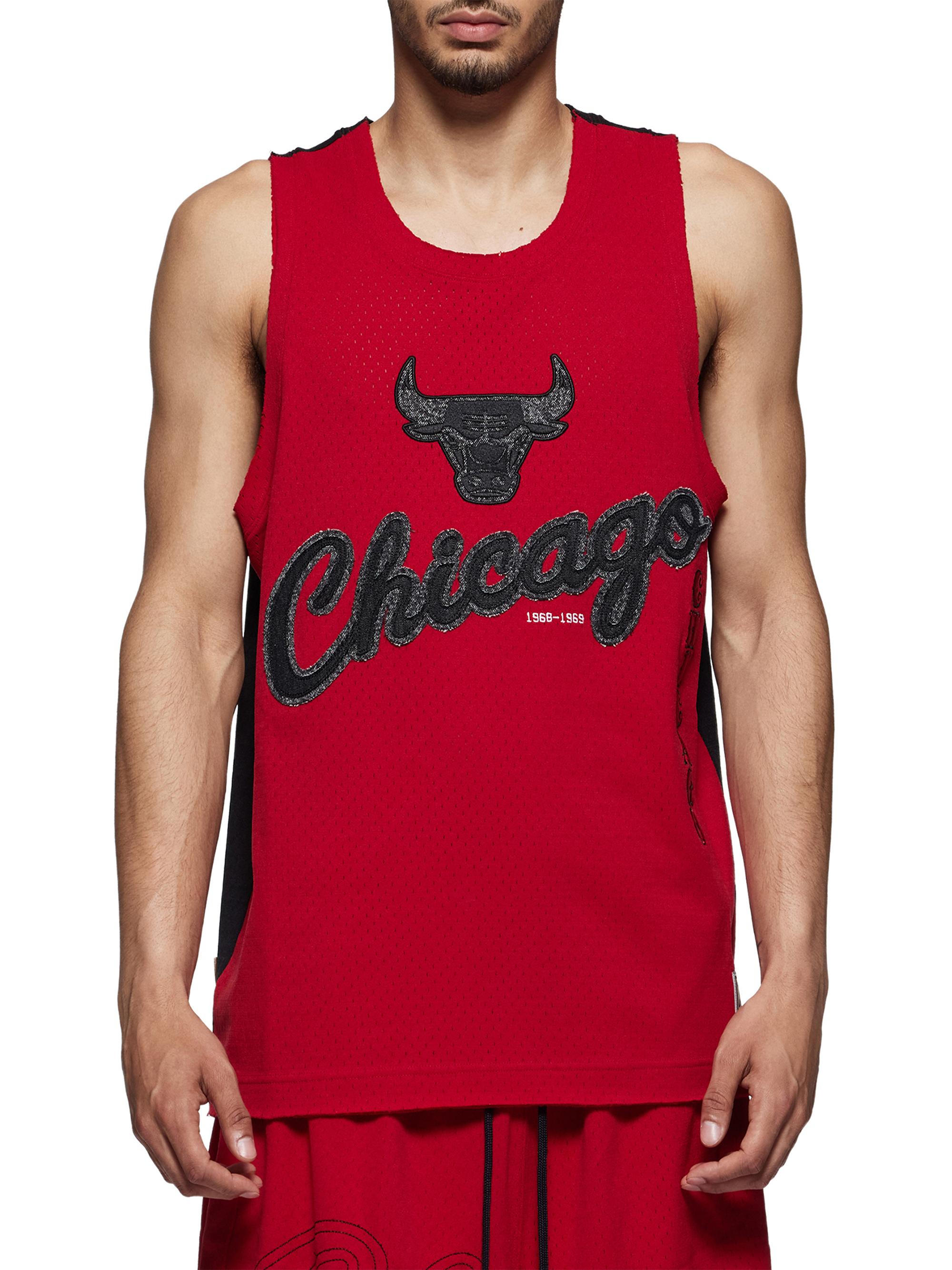 Purple Brand Men's  x Mitchell & Ness Chicago Bulls Mesh Jersey Tank Top - Red