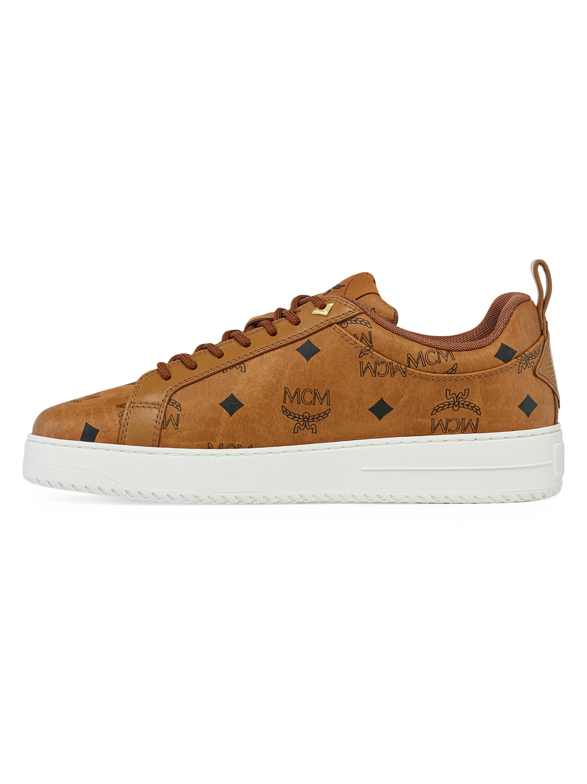 MCM Men's Neo Derby Visetos Low-Top Sneakers - Cognac
