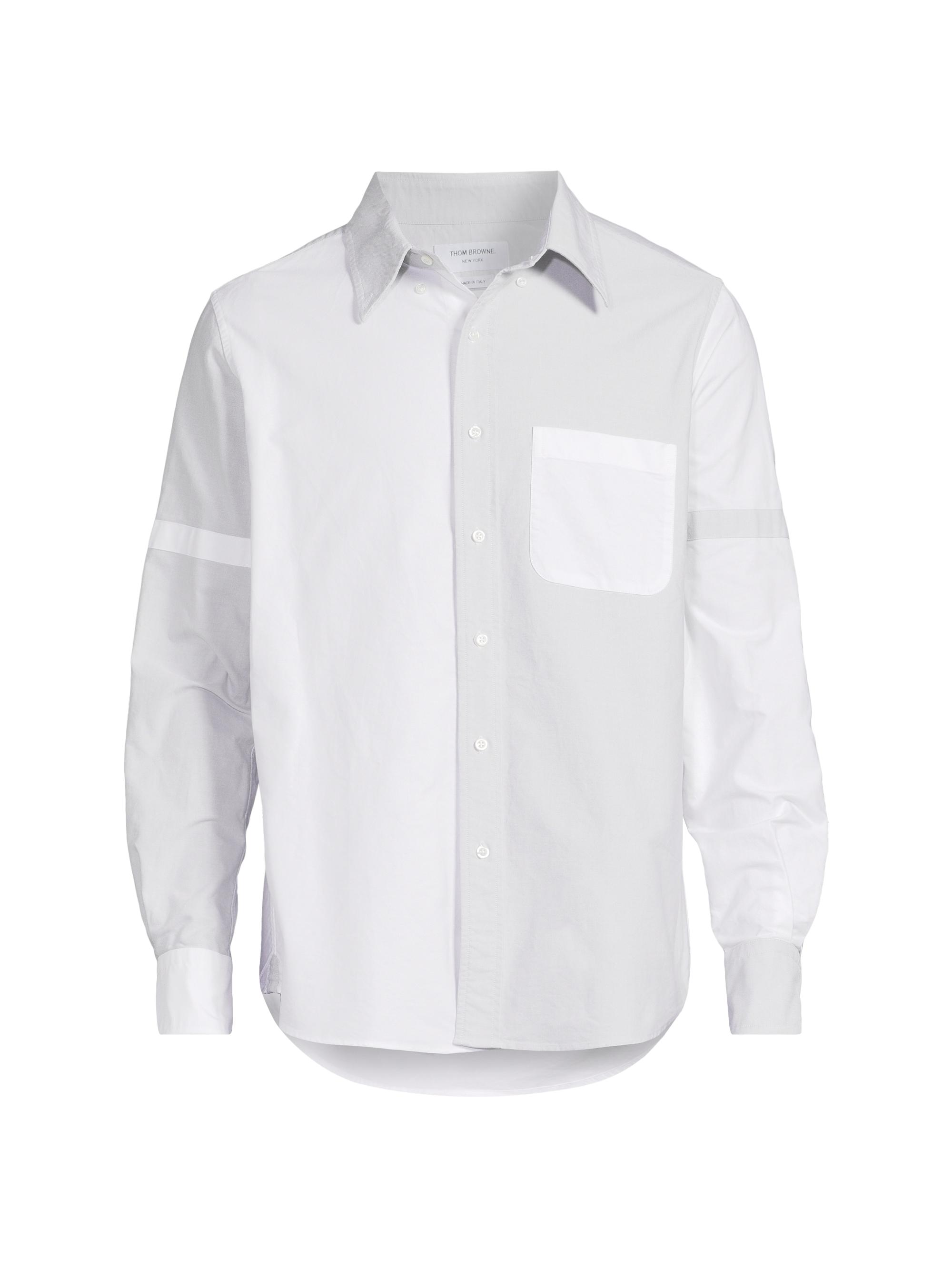 Thom Browne Men's Straight-Fit Oxford Shirt - Medium Grey