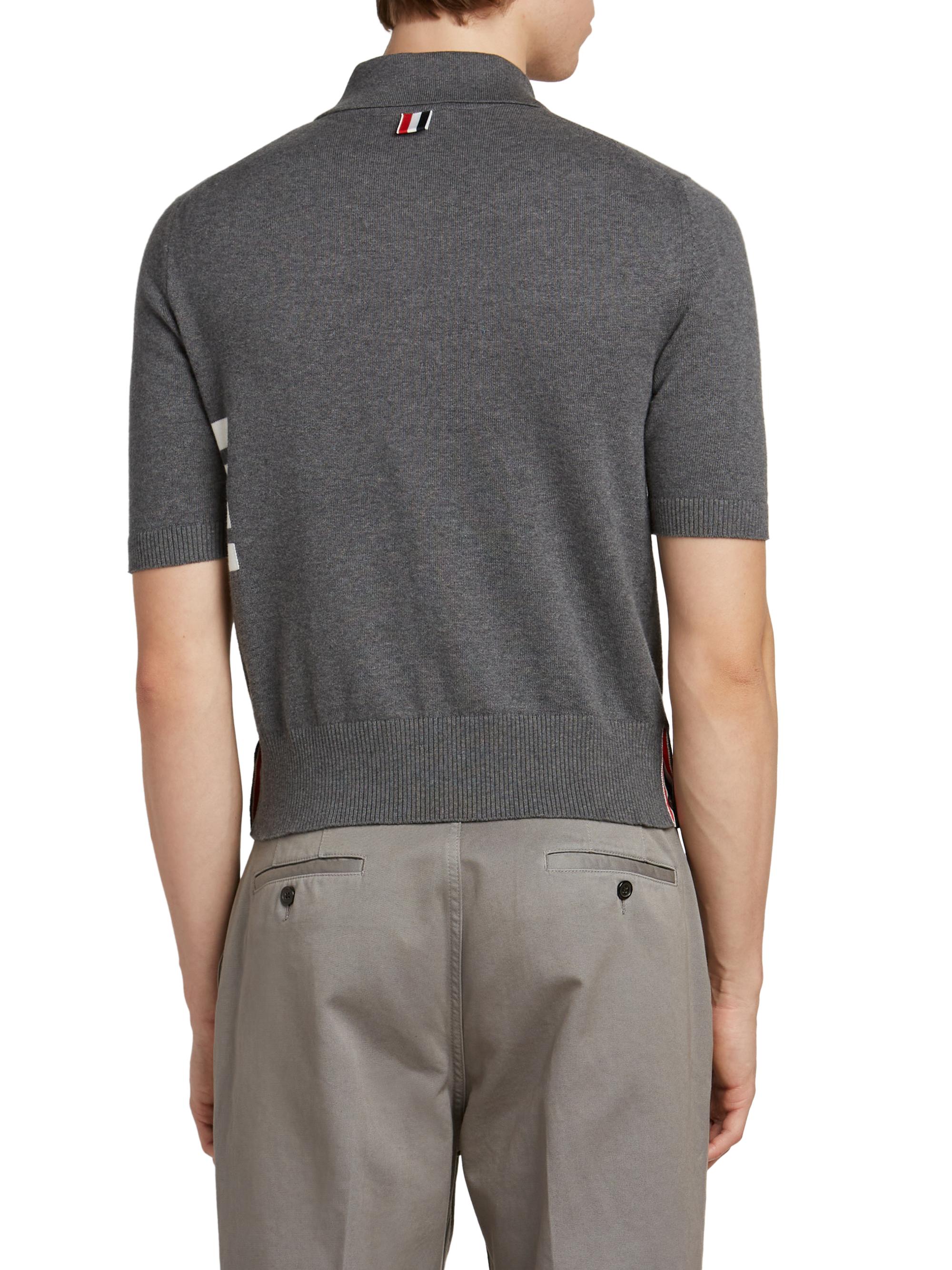 Thom Browne Striped Cotton Polo Shirt | Saks Fifth Avenue