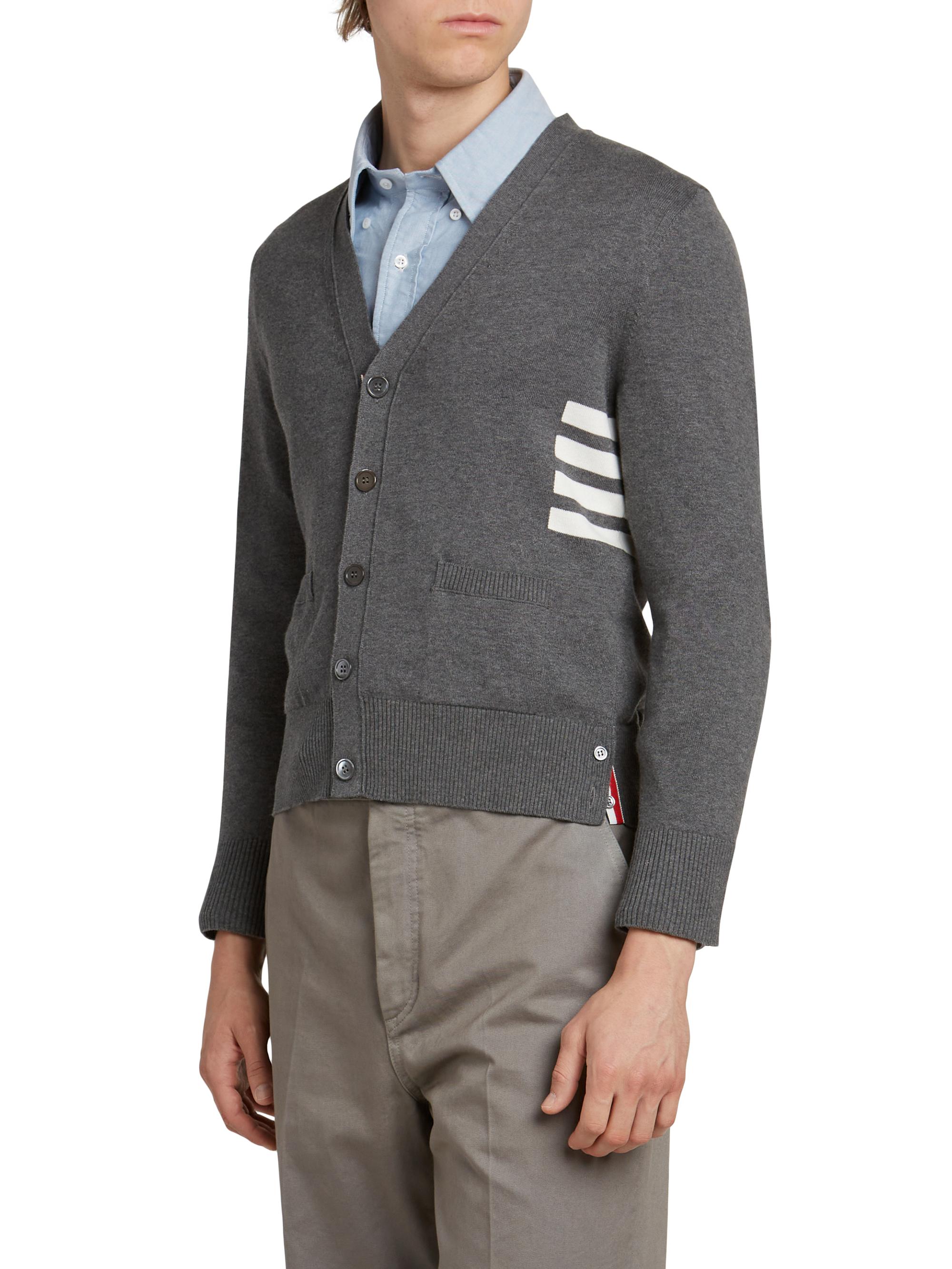 THOM BROWNE コットンカーディガン Thom Browne Striped Cotton Knit Cardigan | Saks Fifth Avenue