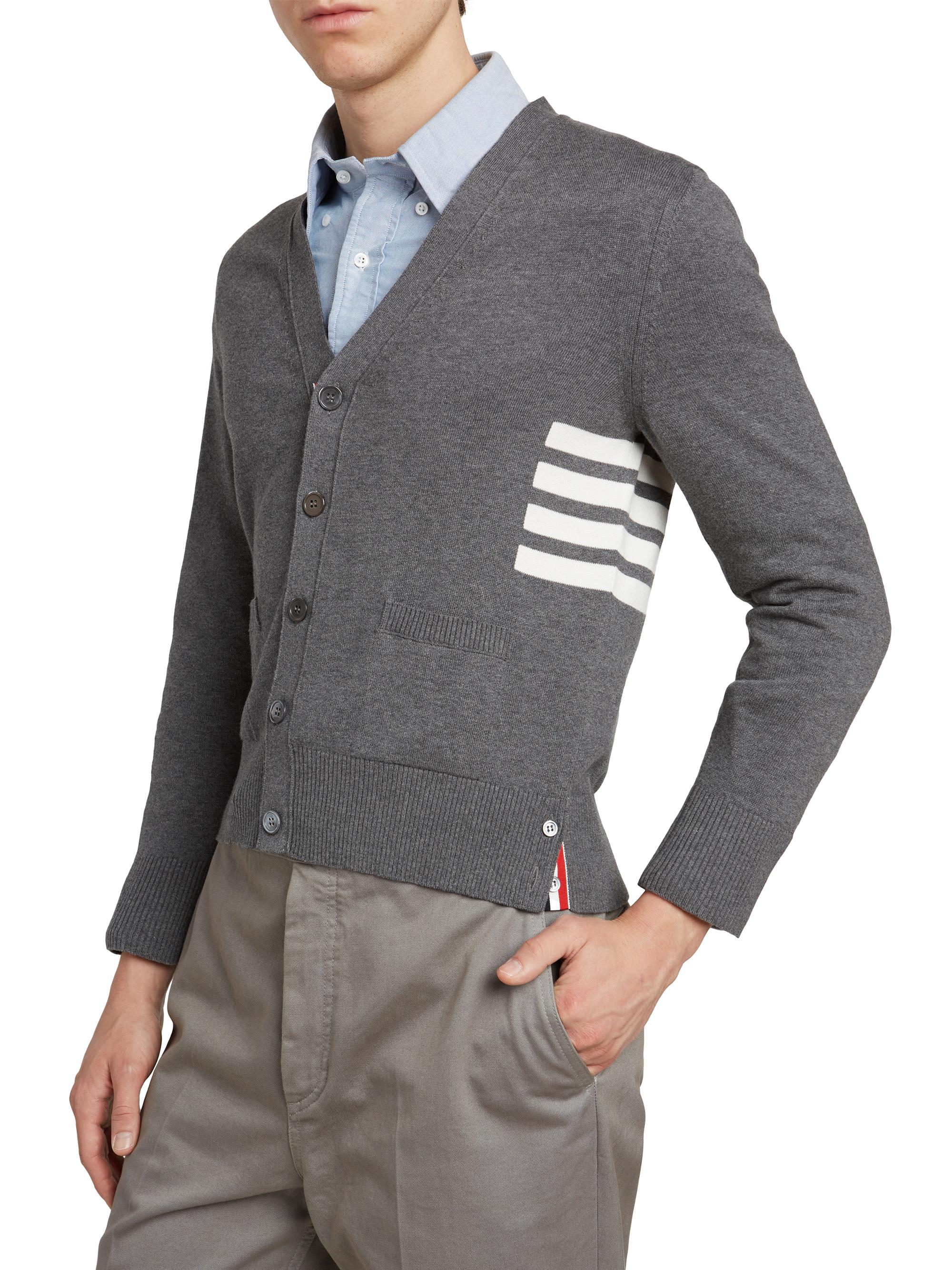 Thom Browne Striped Cotton Knit Cardigan | Saks Fifth Avenue