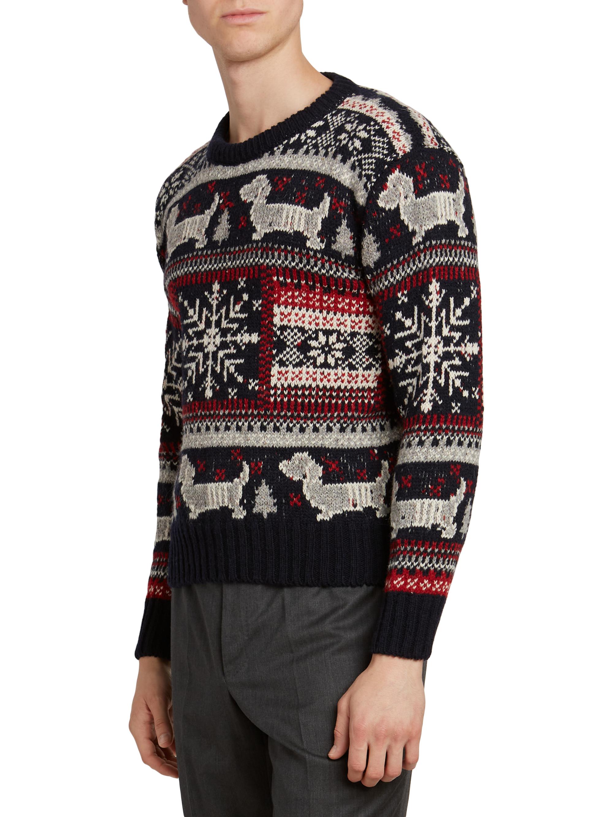 Thom Browne Holiday Hector Fair Isle Jacquard Wool-Mohair Sweater
