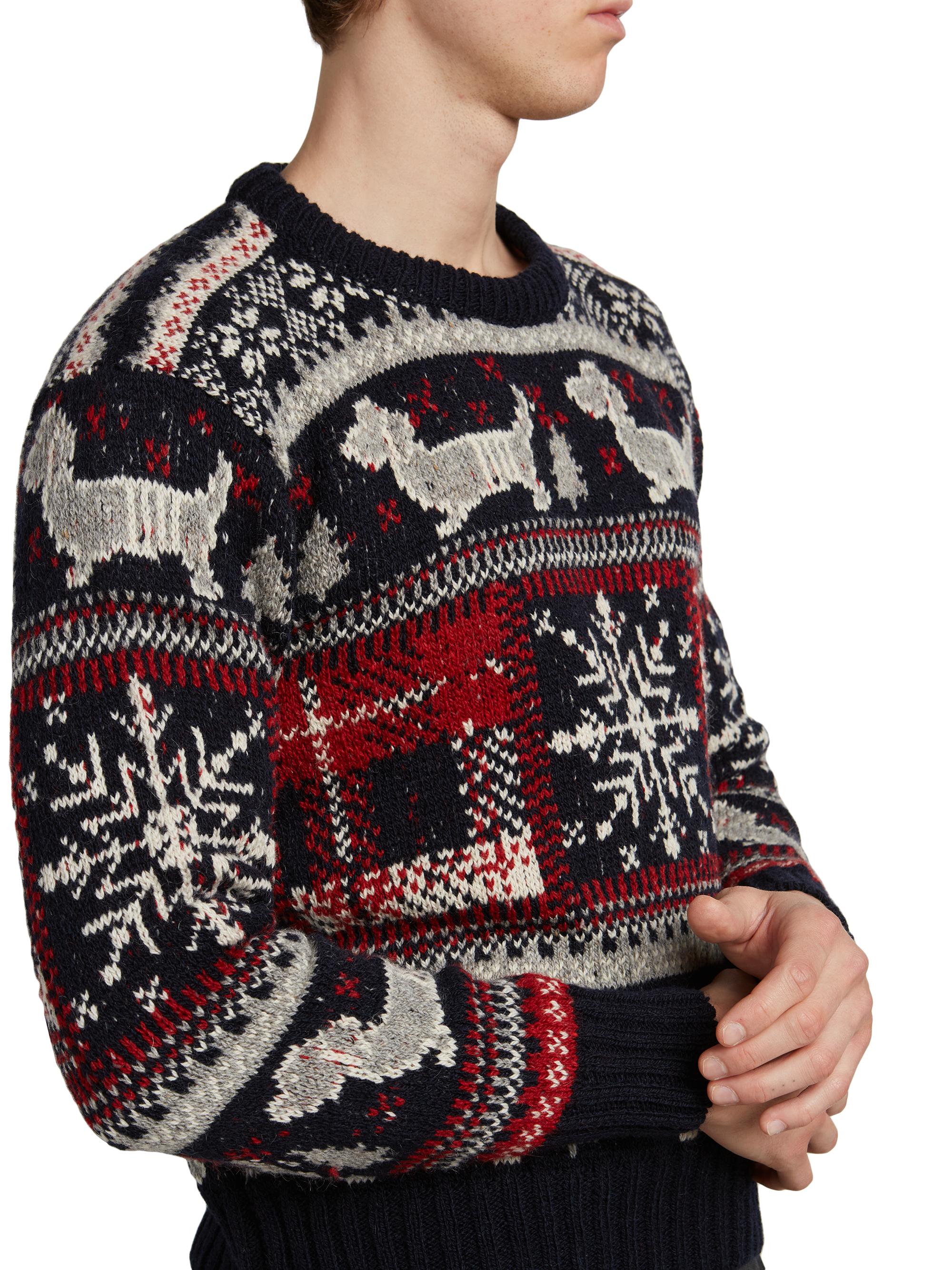 Thom Browne Holiday Hector Fair Isle Jacquard Wool-Mohair Sweater