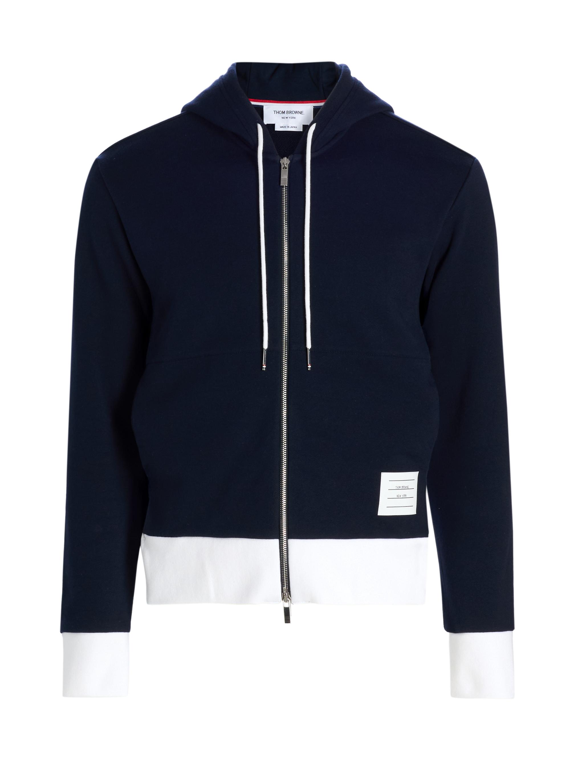 Thom Browne Men's Loopback Jersey Hoodie Jacket - Navy