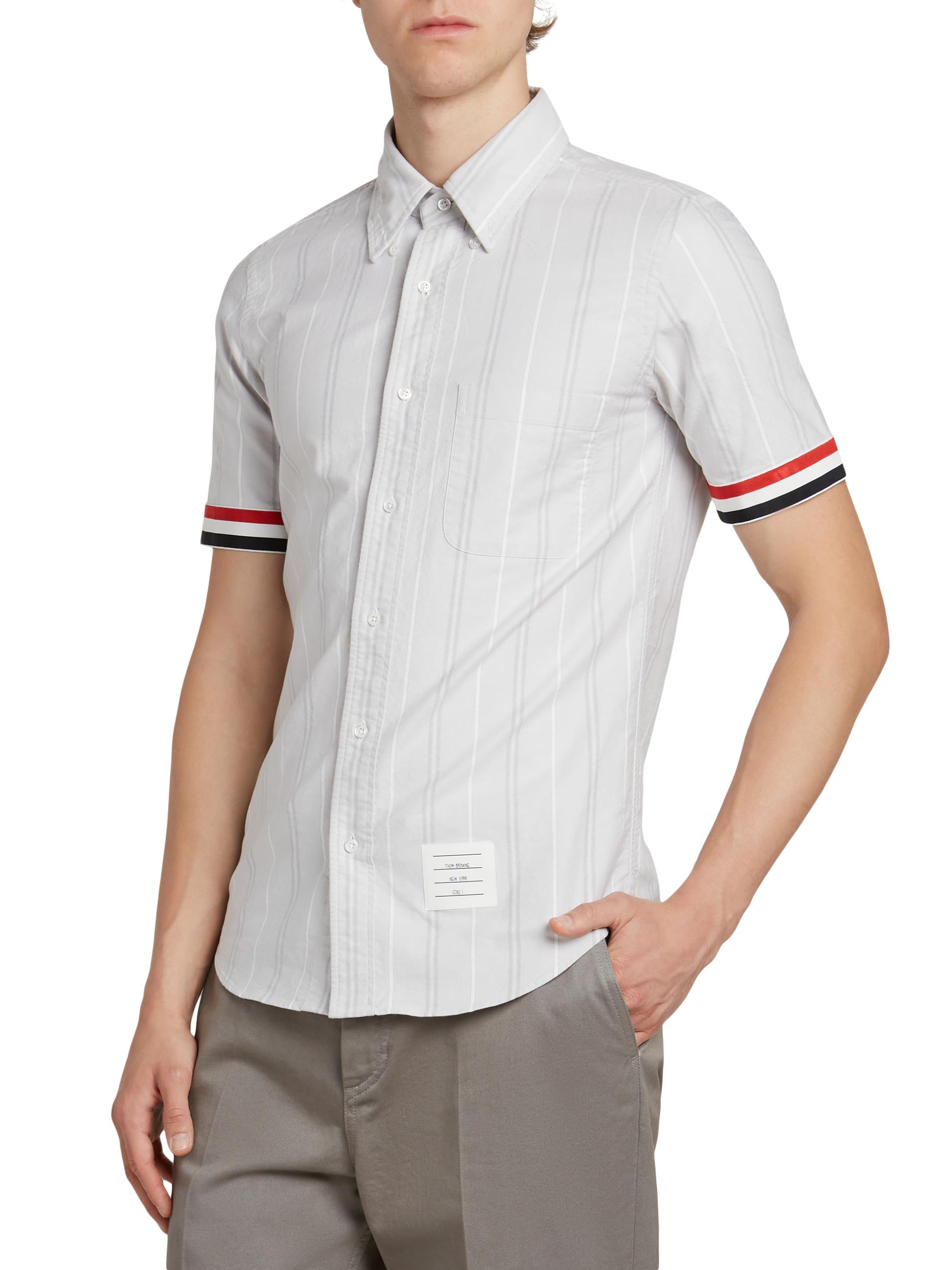 Thom Browne Striped Cotton Shirt | Saks Fifth Avenue