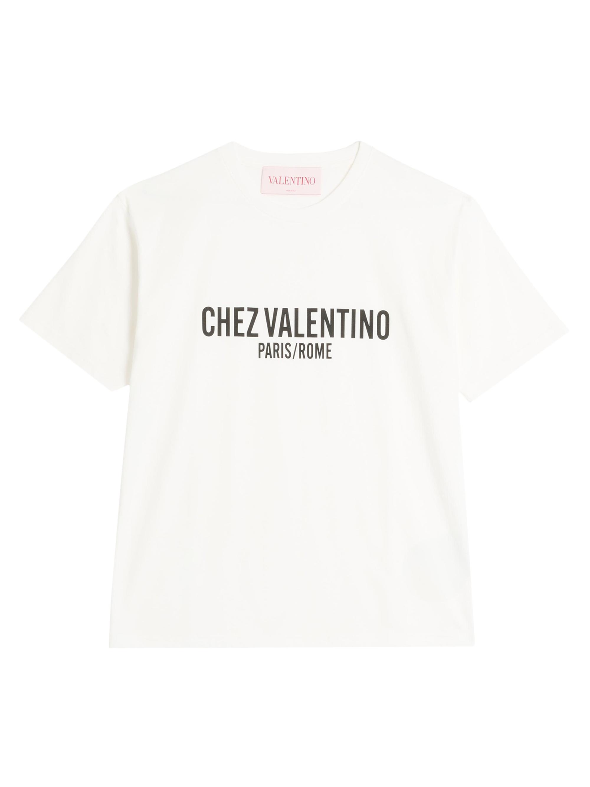 VALENTINO ホワイト Tシャツ M Valentino Garavani Cotton T-Shirt with Chez Print | Saks Fifth Avenue