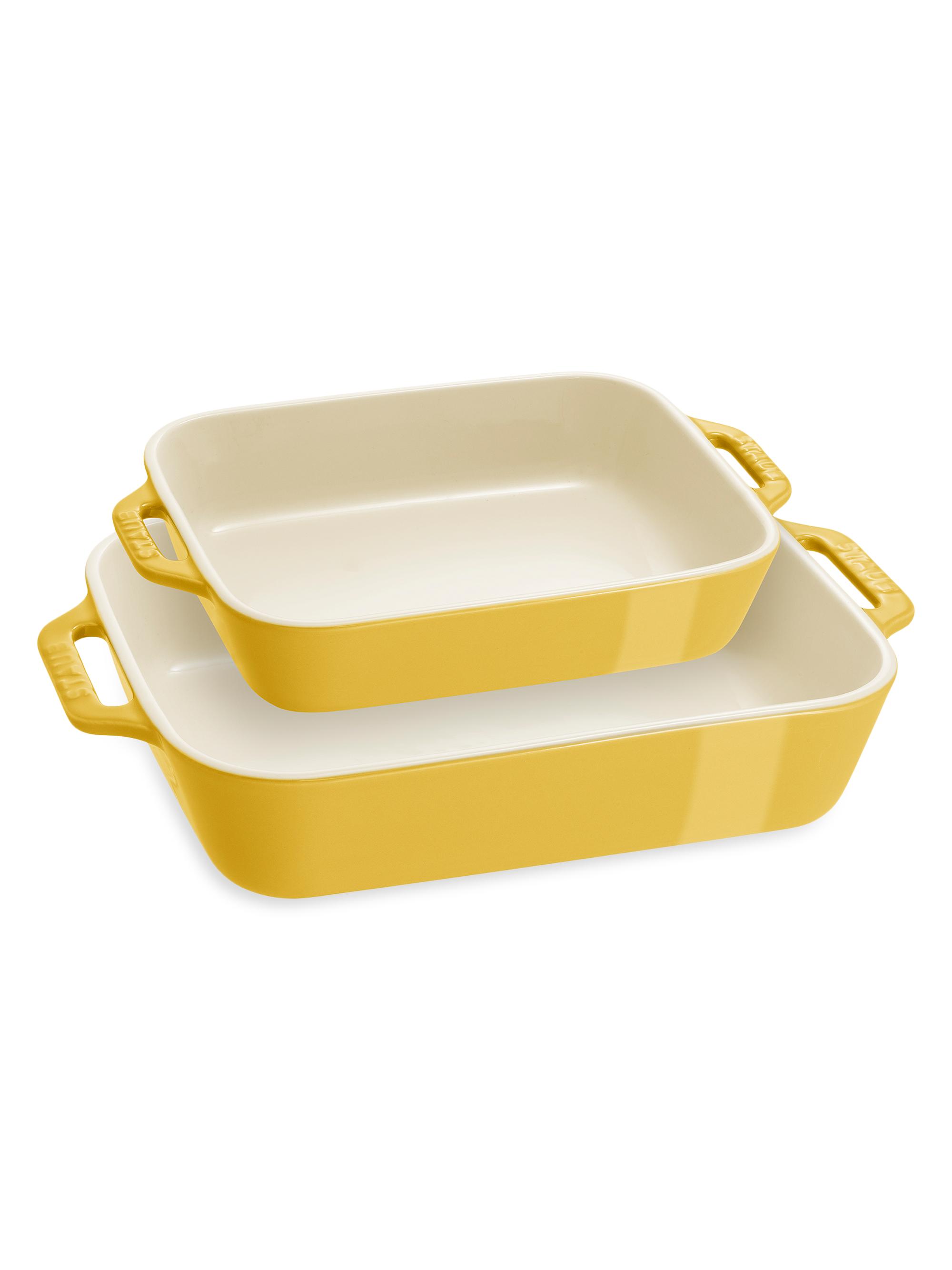 Staub Ceramic 2 Piece Rectangular Baking Dish Set - Citron