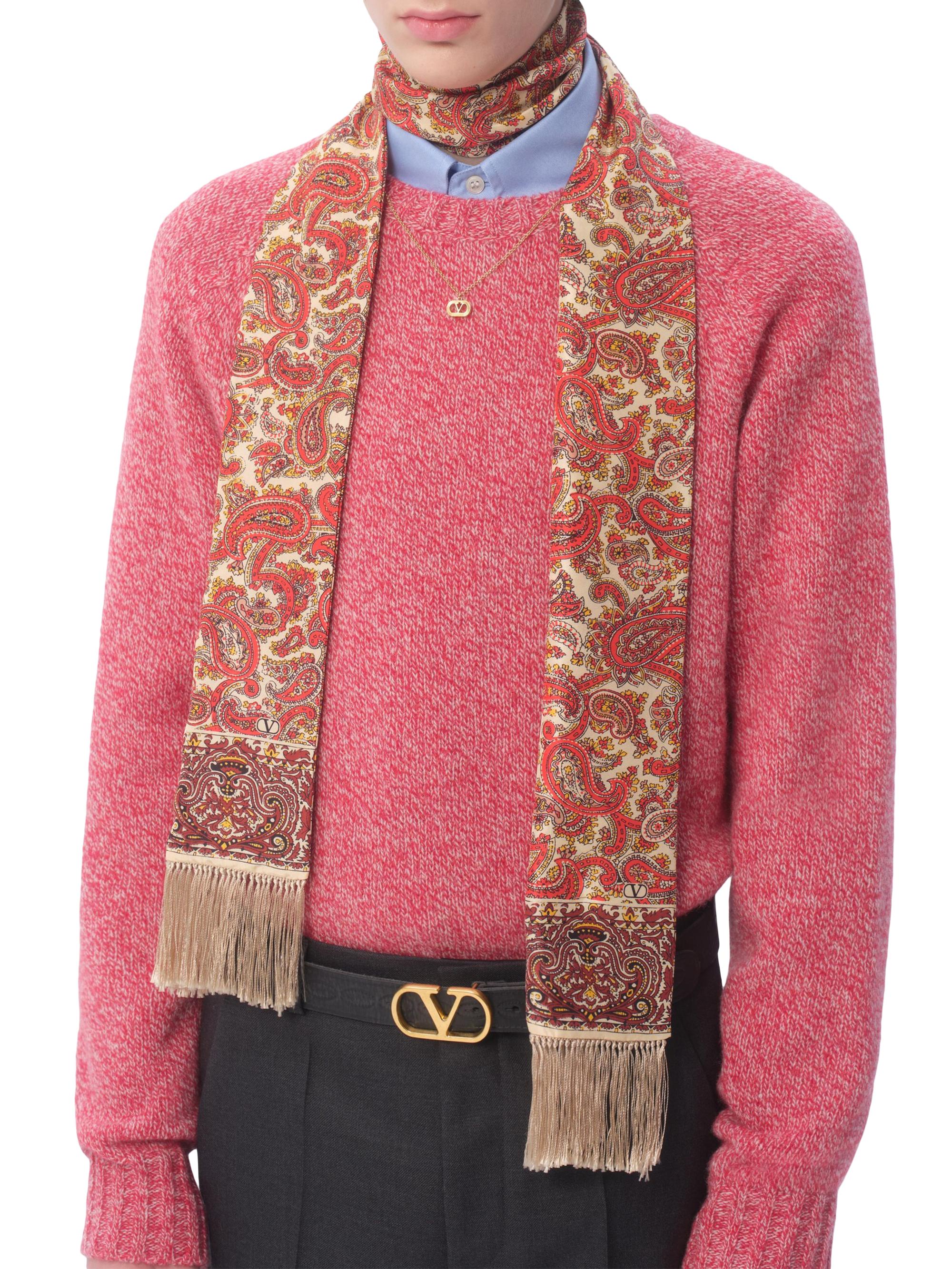 VALENTINO ヴァレンティノ ミケーレ シルクフリンジスカーフ GUCCI アレッサンドロ・ミケーレの「ヴァレンティノ」ランウェイデビューを