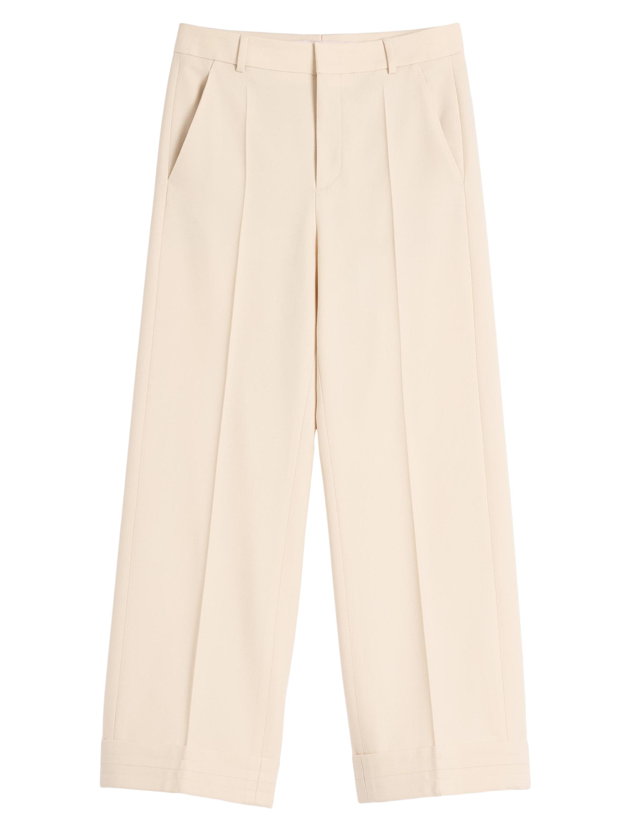 Valentino Garavani Men's Wool Gabardine Pants with Turn-Ups - Butter