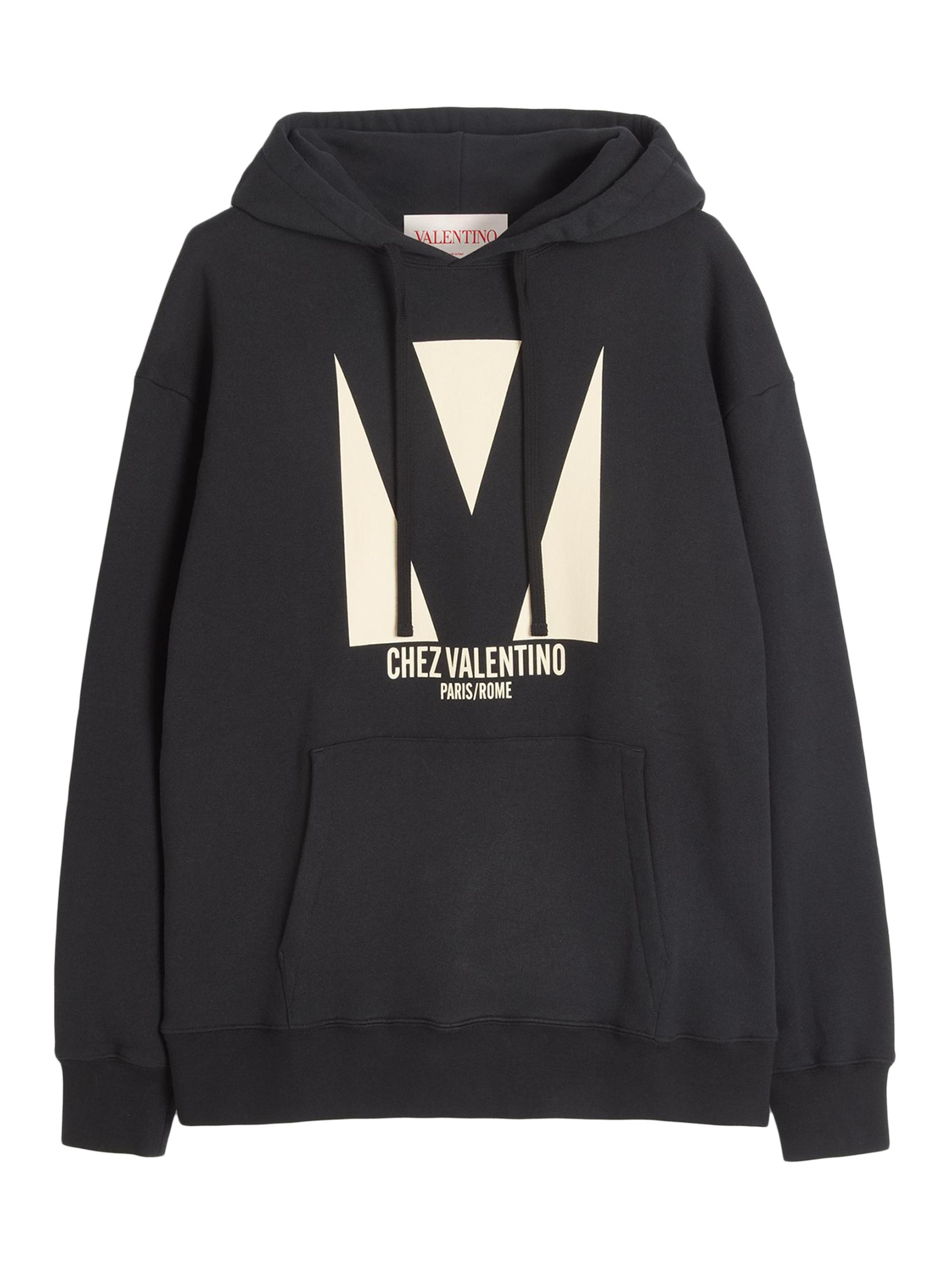 Valentino Garavani Cotton Hooded Sweatshirt with Metallic V Detail