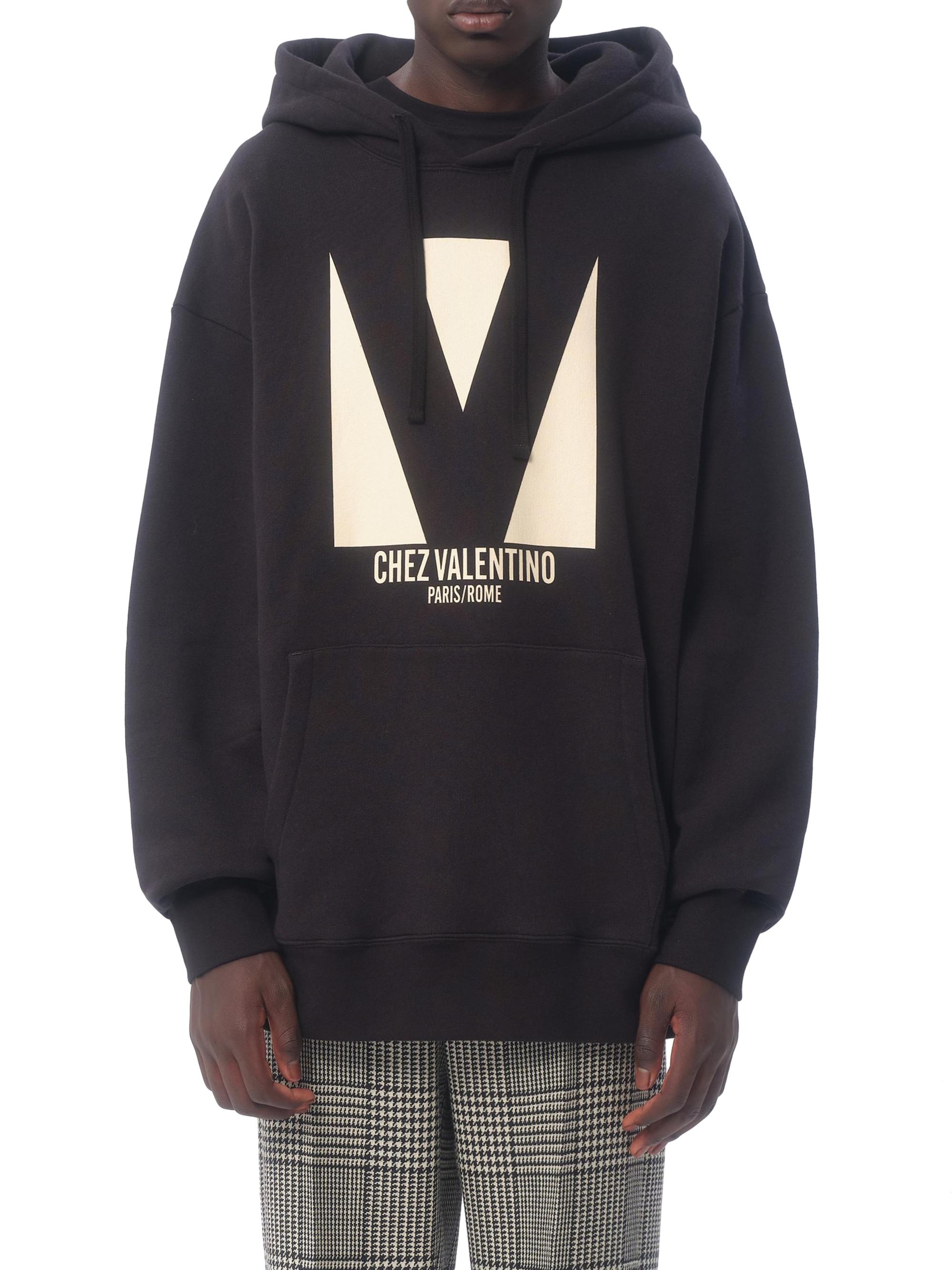 Valentino Garavani Cotton Hooded Sweatshirt with Chez Print | Saks