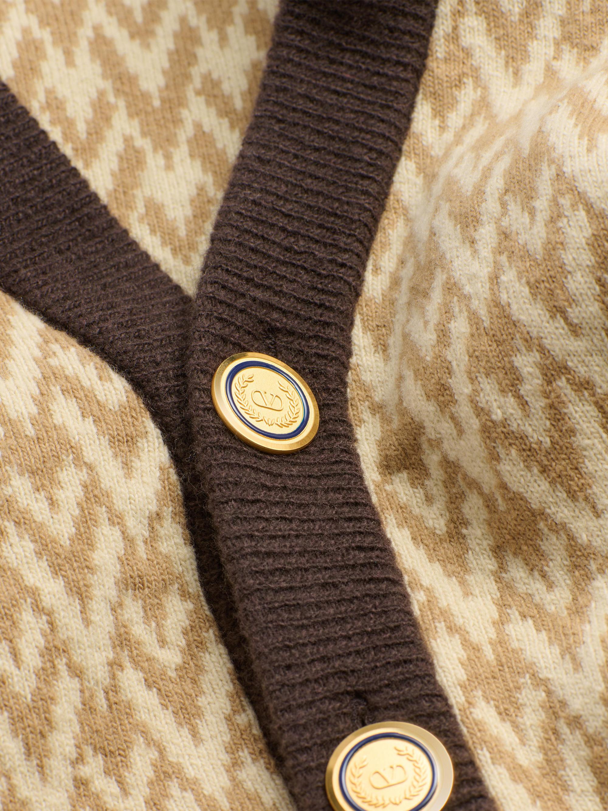 Valentino Garavani Wool Cardigan with Toute La V Pattern | Saks