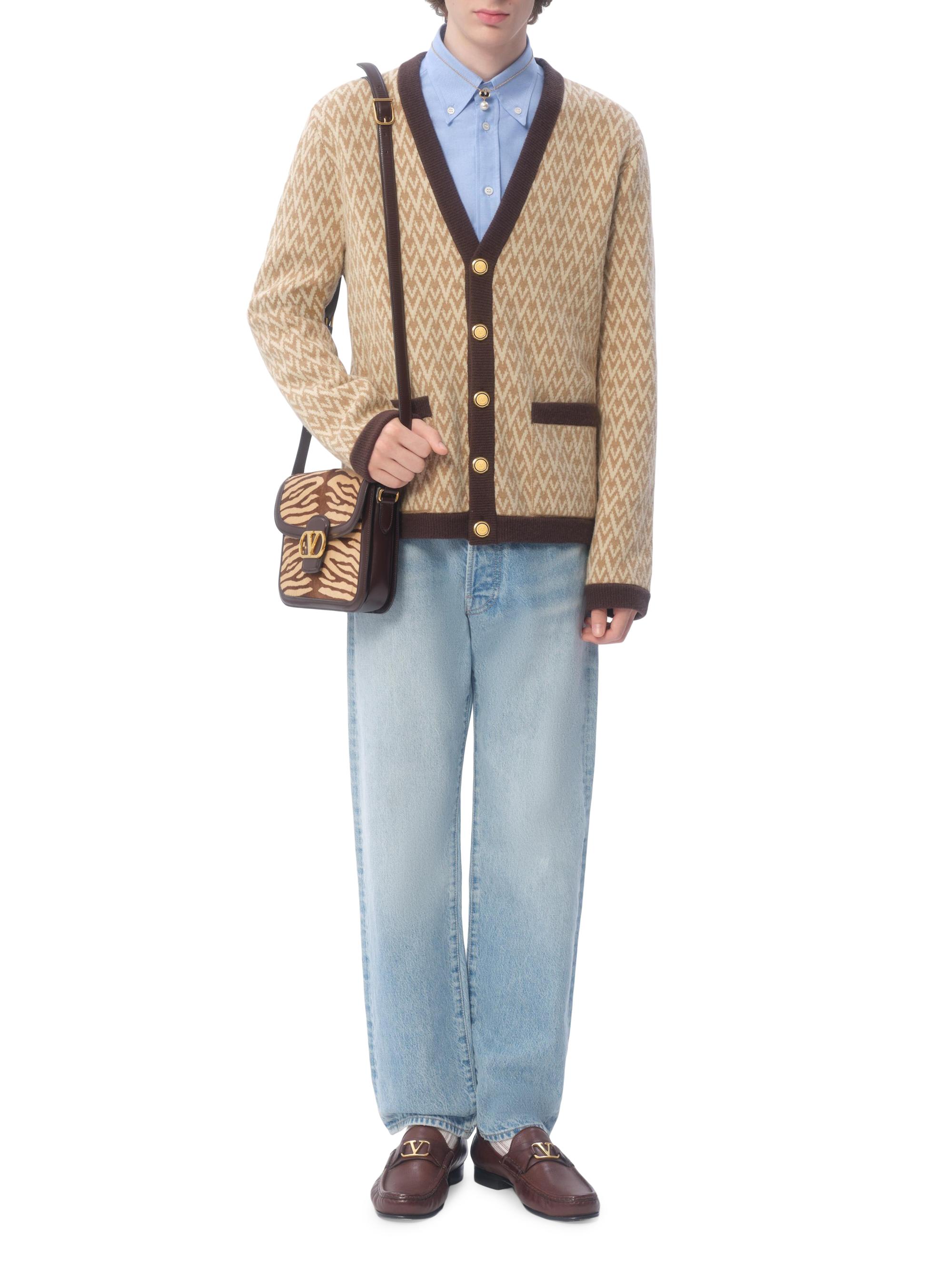 Valentino Garavani Wool Cardigan with Toute La V Pattern | Saks
