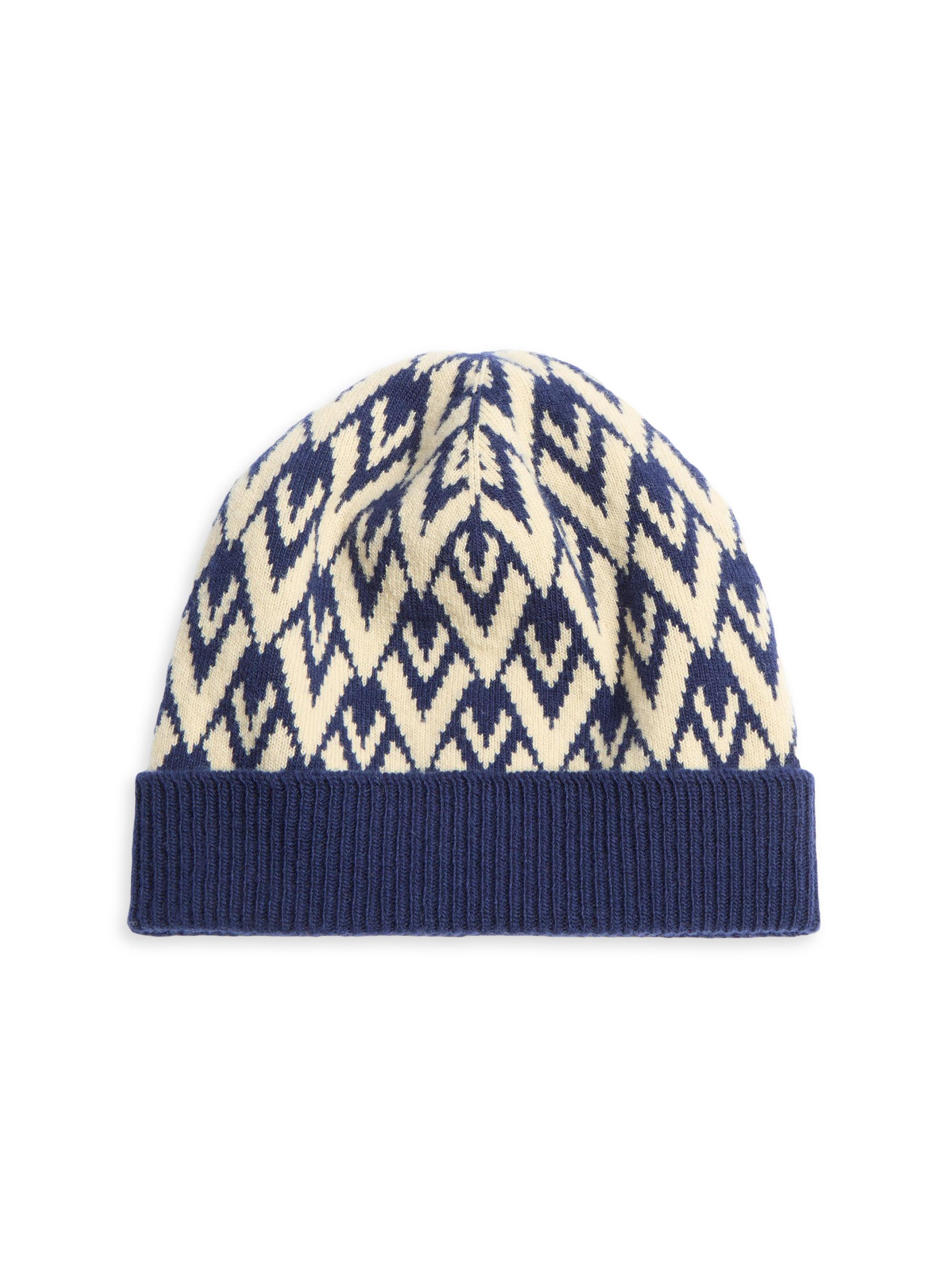 Valentino Garavani Men's Toute La V Signature Knitted Wool Beanie -  Navy