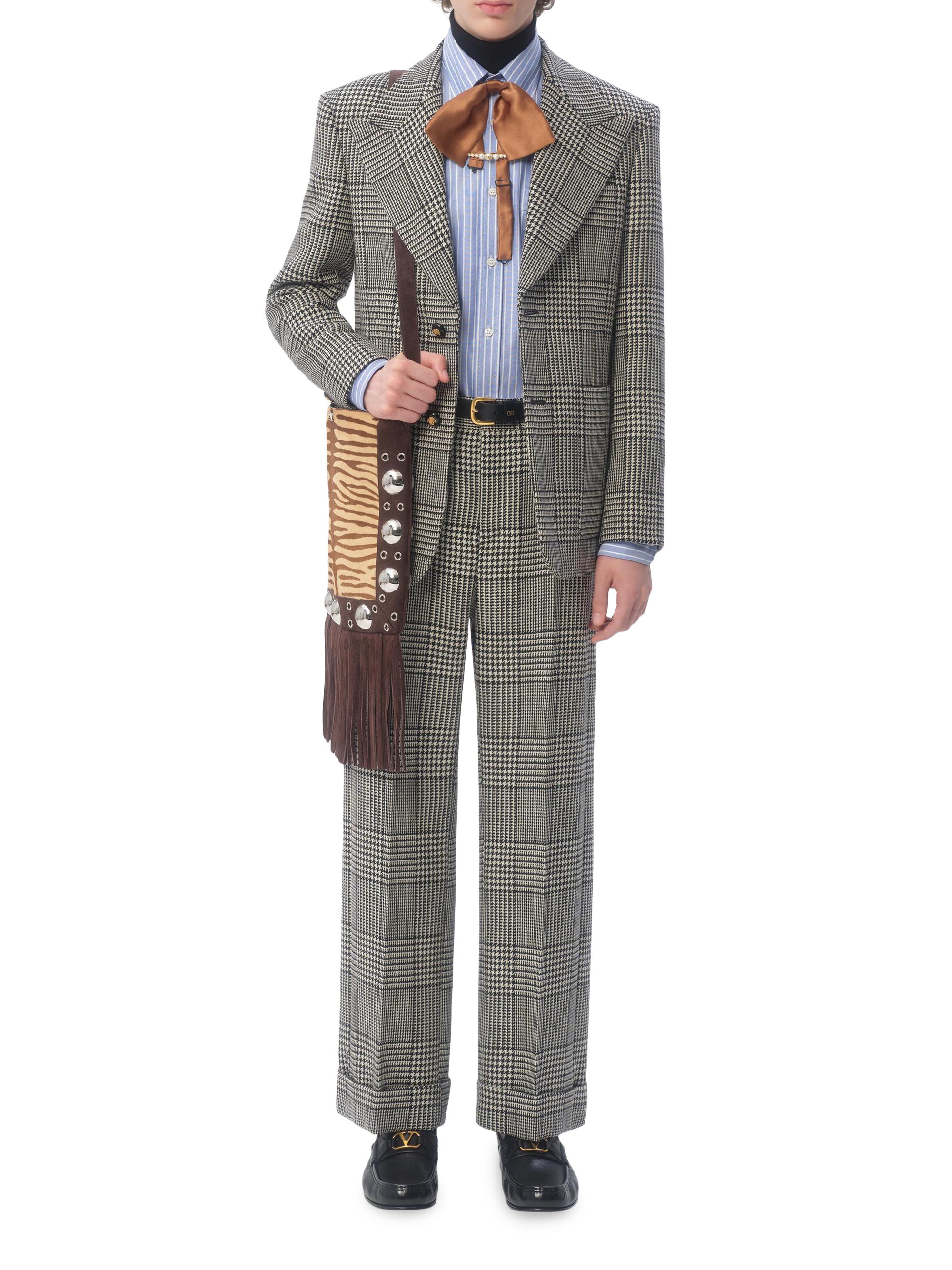 Valentino Garavani Single-Breasted Wool Jacket with Check Pattern