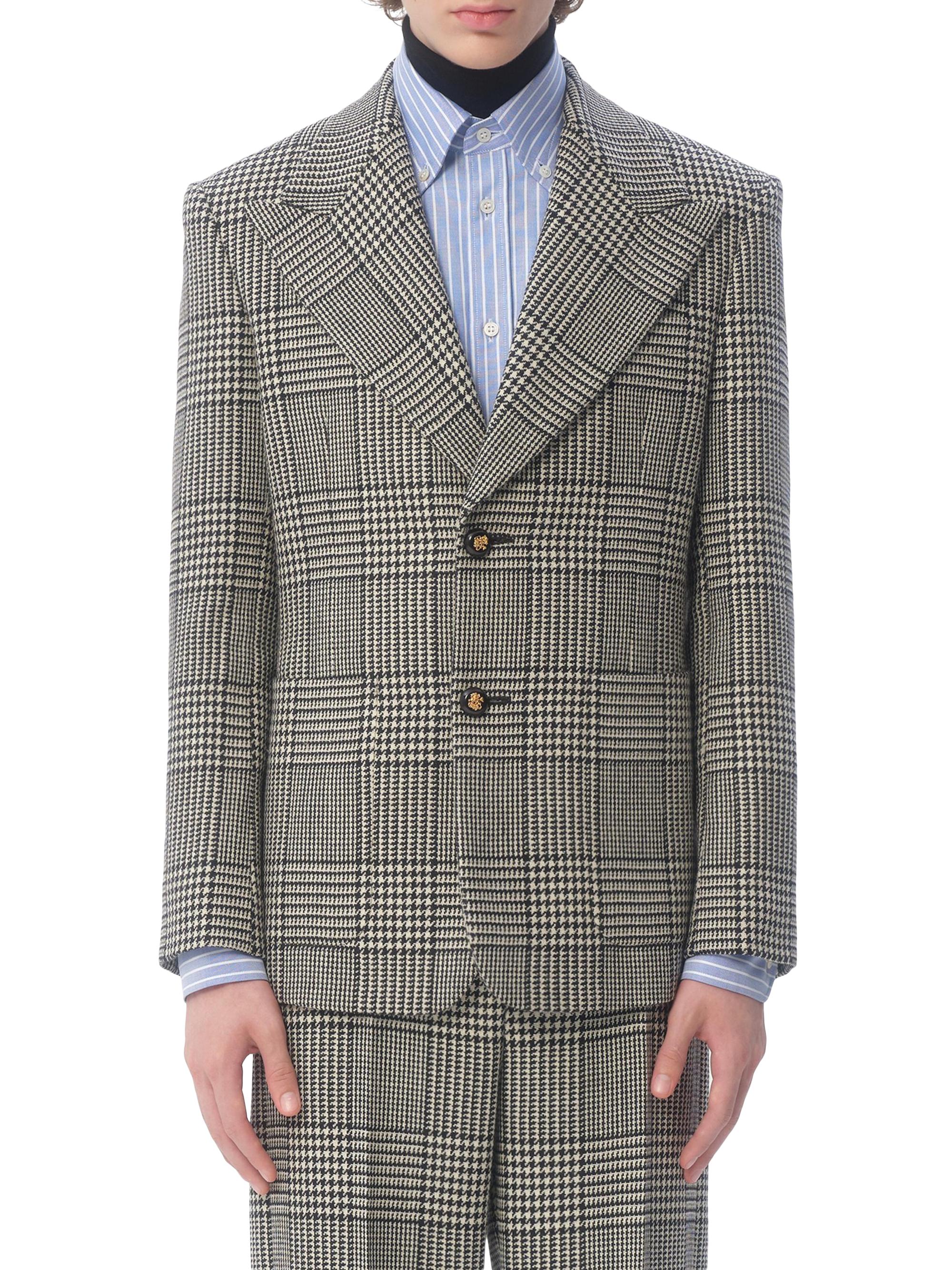 Valentino Garavani Single-Breasted Wool Jacket with Check Pattern