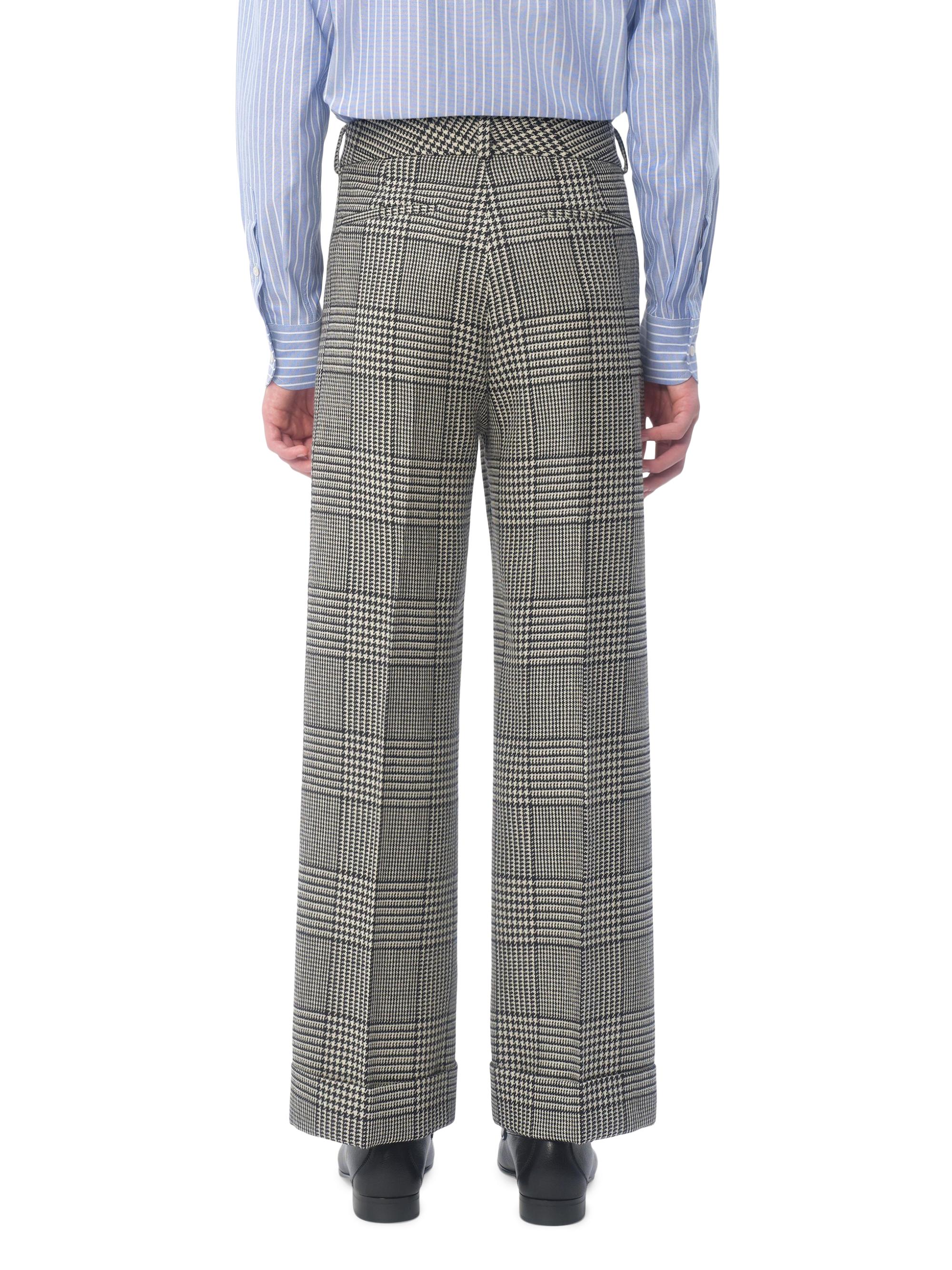 Wool Pants with Turn-Ups Check Pattern on Houndstooth