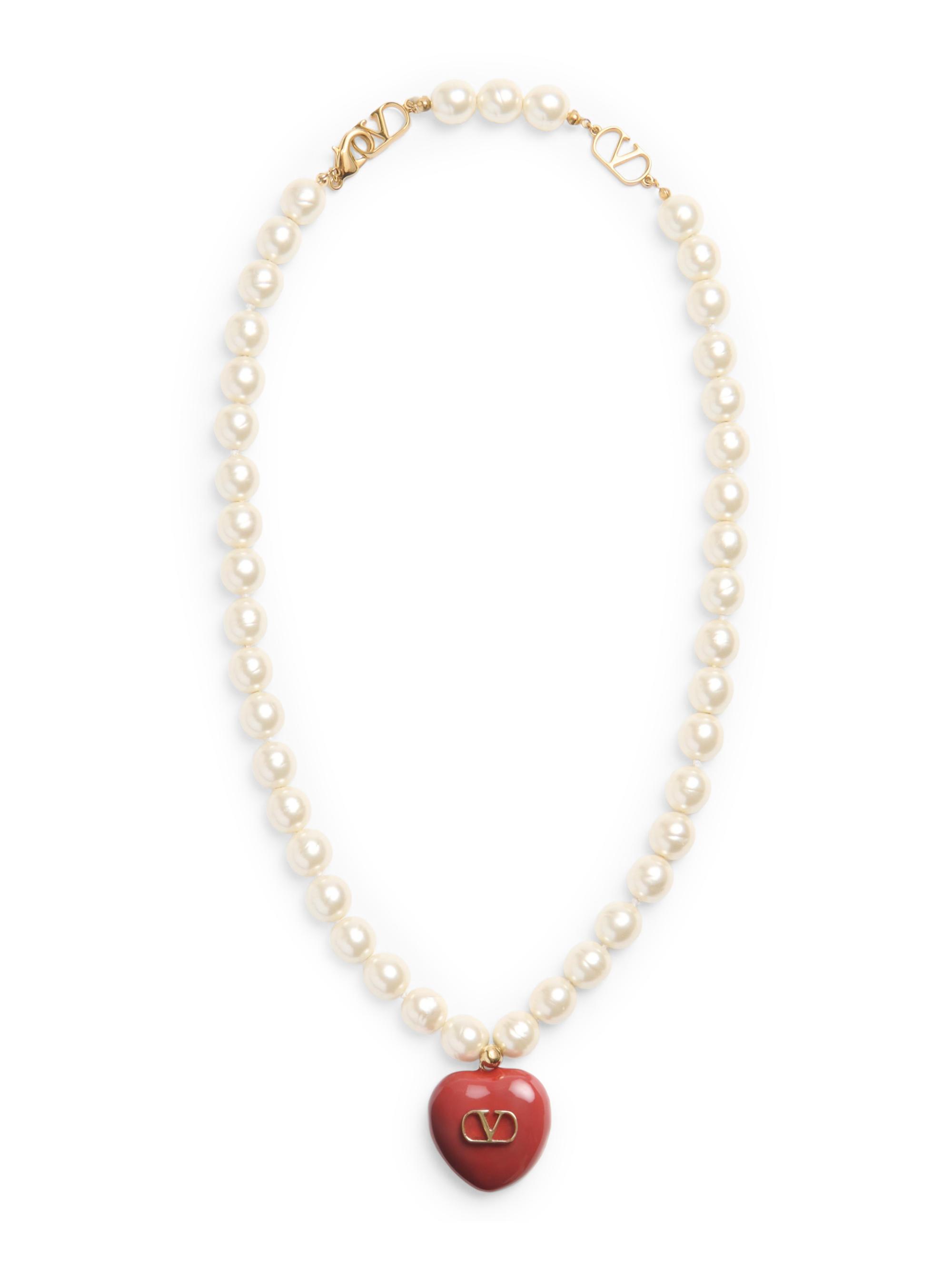Valentino Garavani Women's Coeur Royal Necklace in Metal, Enamel and Beads