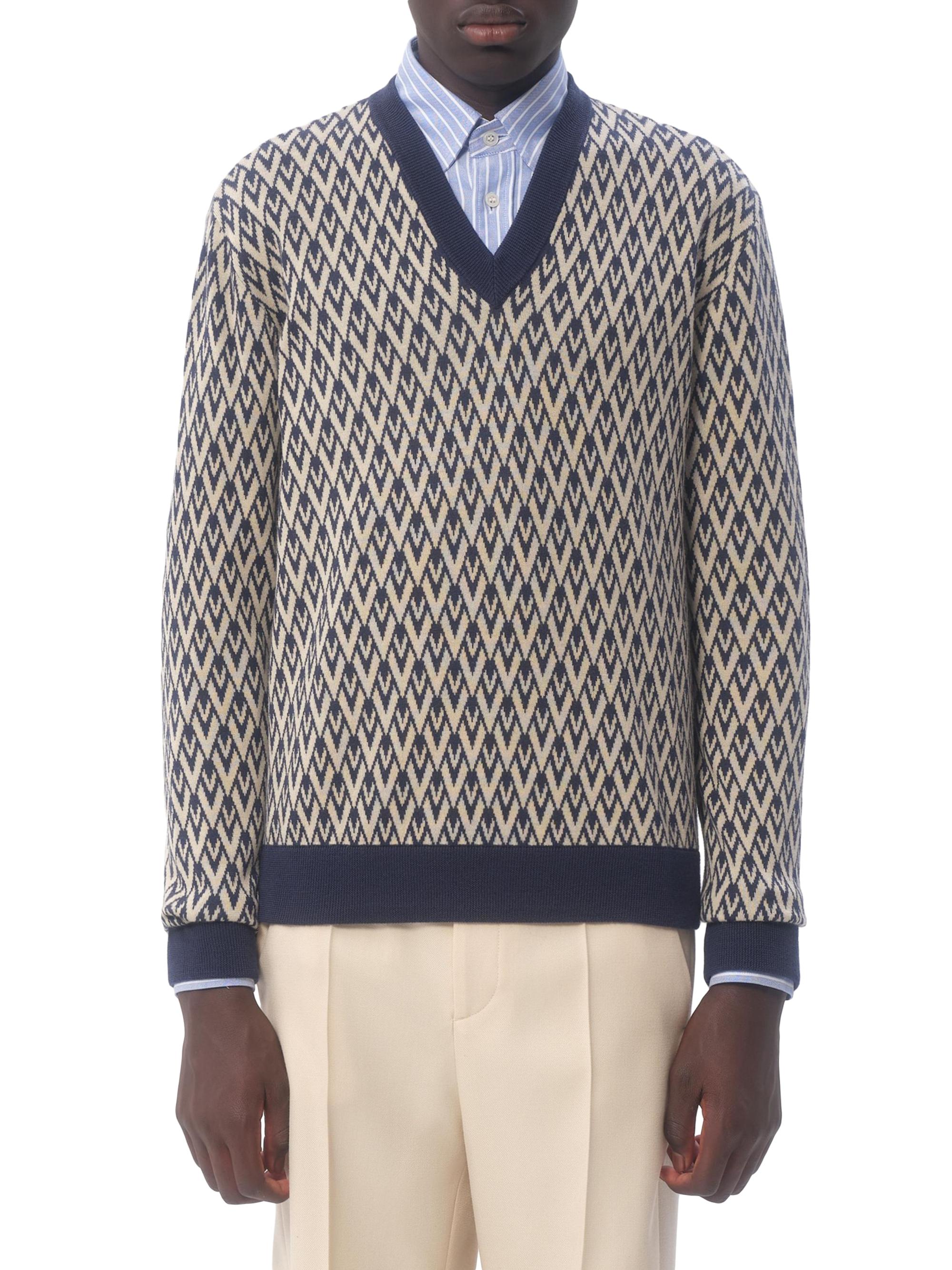 Valentino Garavani Wool Sweater with Toute La V Jacquard