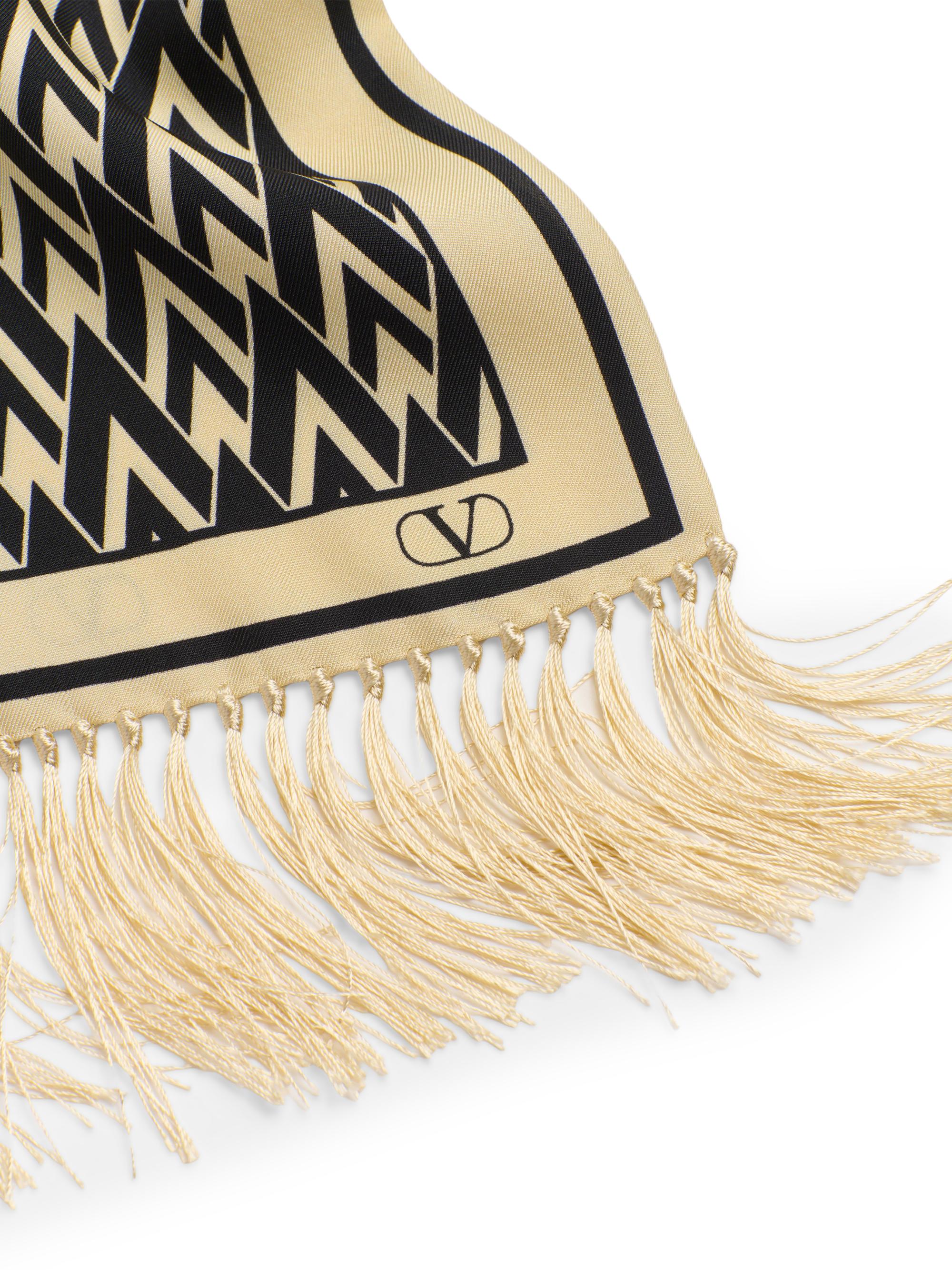 Valentino Garavani Toute La V Bandeau Scarf in Silk with Fringes