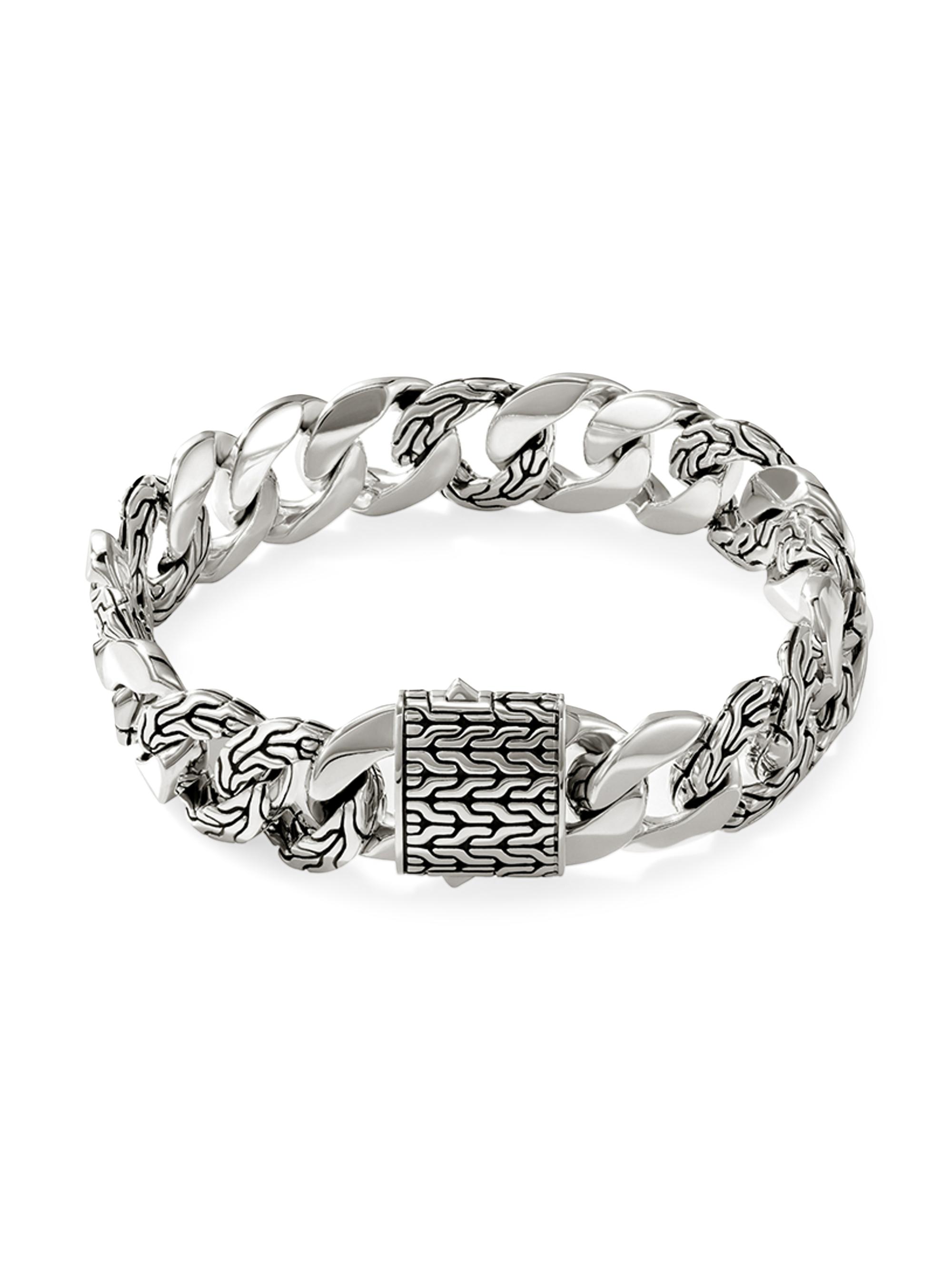 John Hardy Men's Sterling Silver Carved Curb Chain Bracelet - Silver