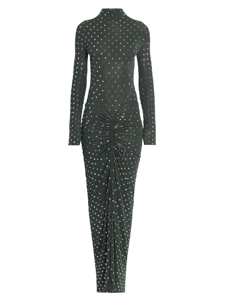 Alaïa Embellished Metallic Ruched Maxi Dress | Saks Fifth Avenue