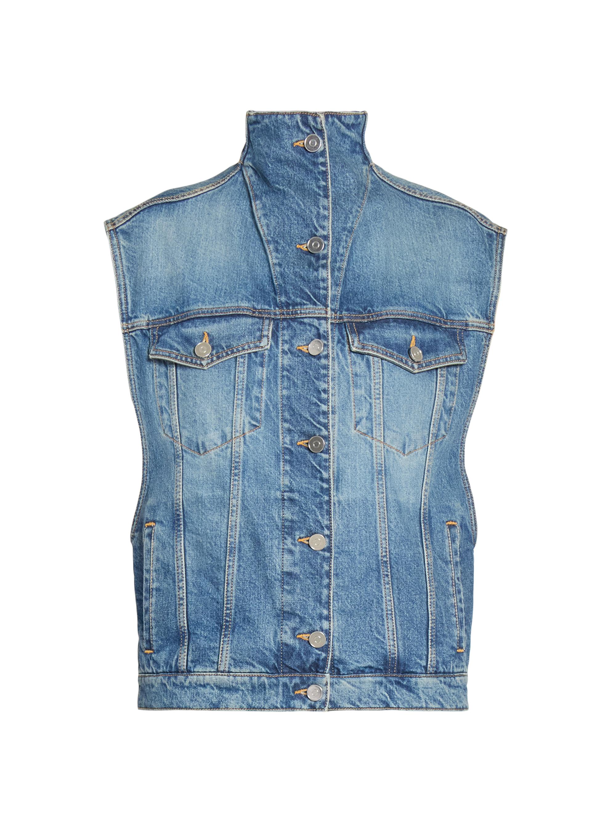 Alaïa Women's Trucker Turtleneck Denim Vest - Bleu Vintage