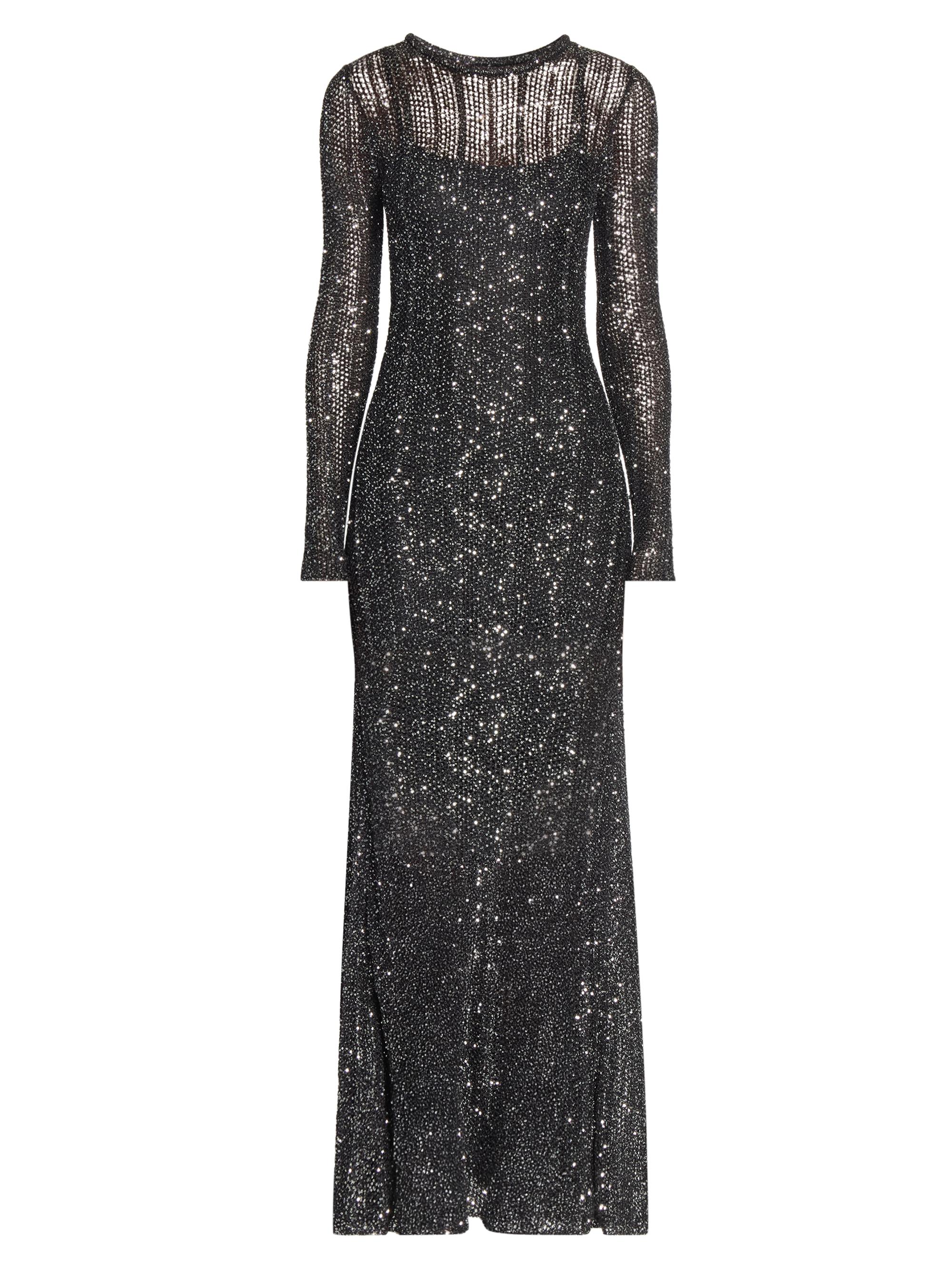 Alaïa Women's Sequined Long-Sleeve Gown - Noir Argent