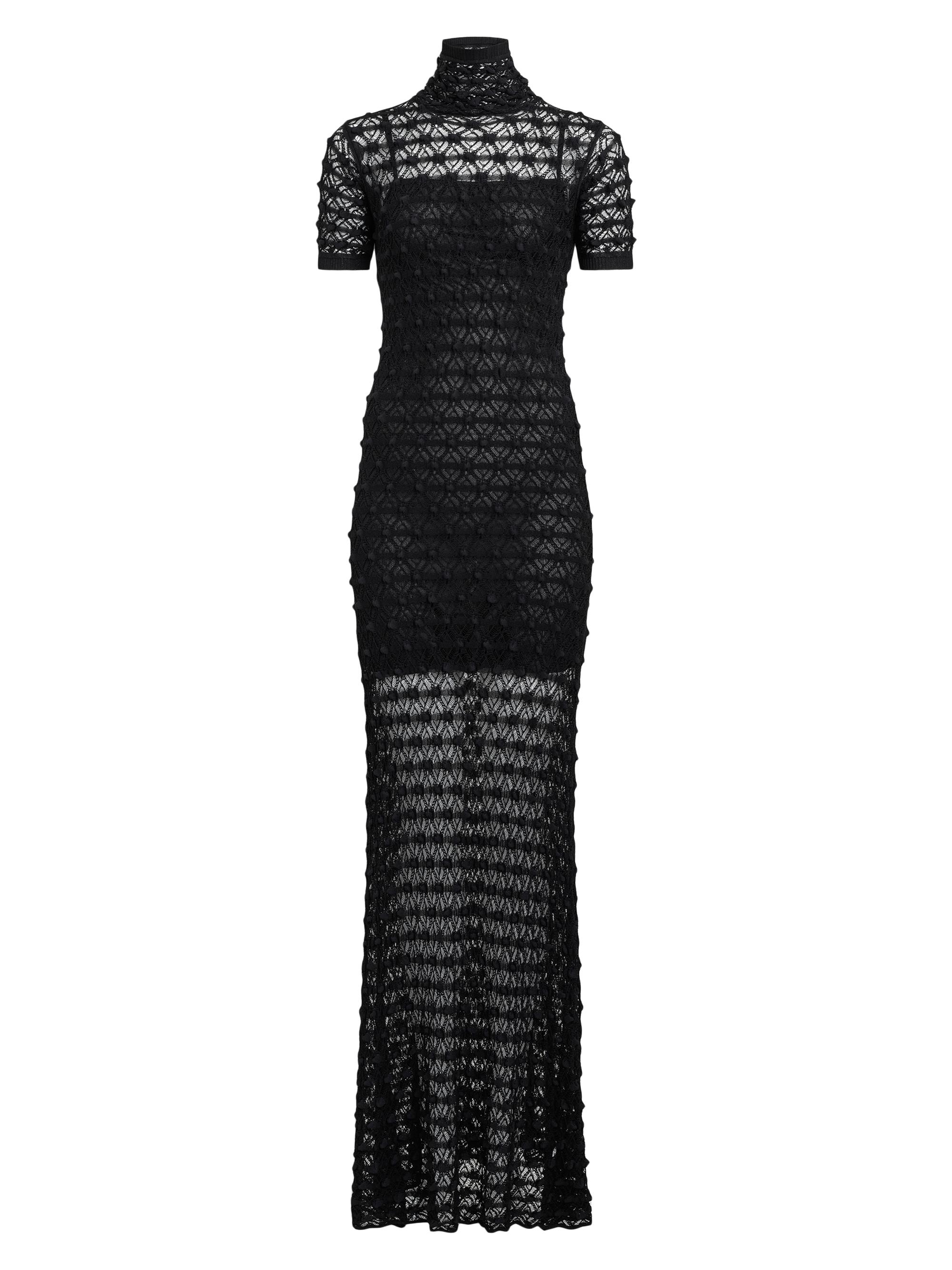 Alaïa Women's Lace Turtleneck Gown - Noir Alaia