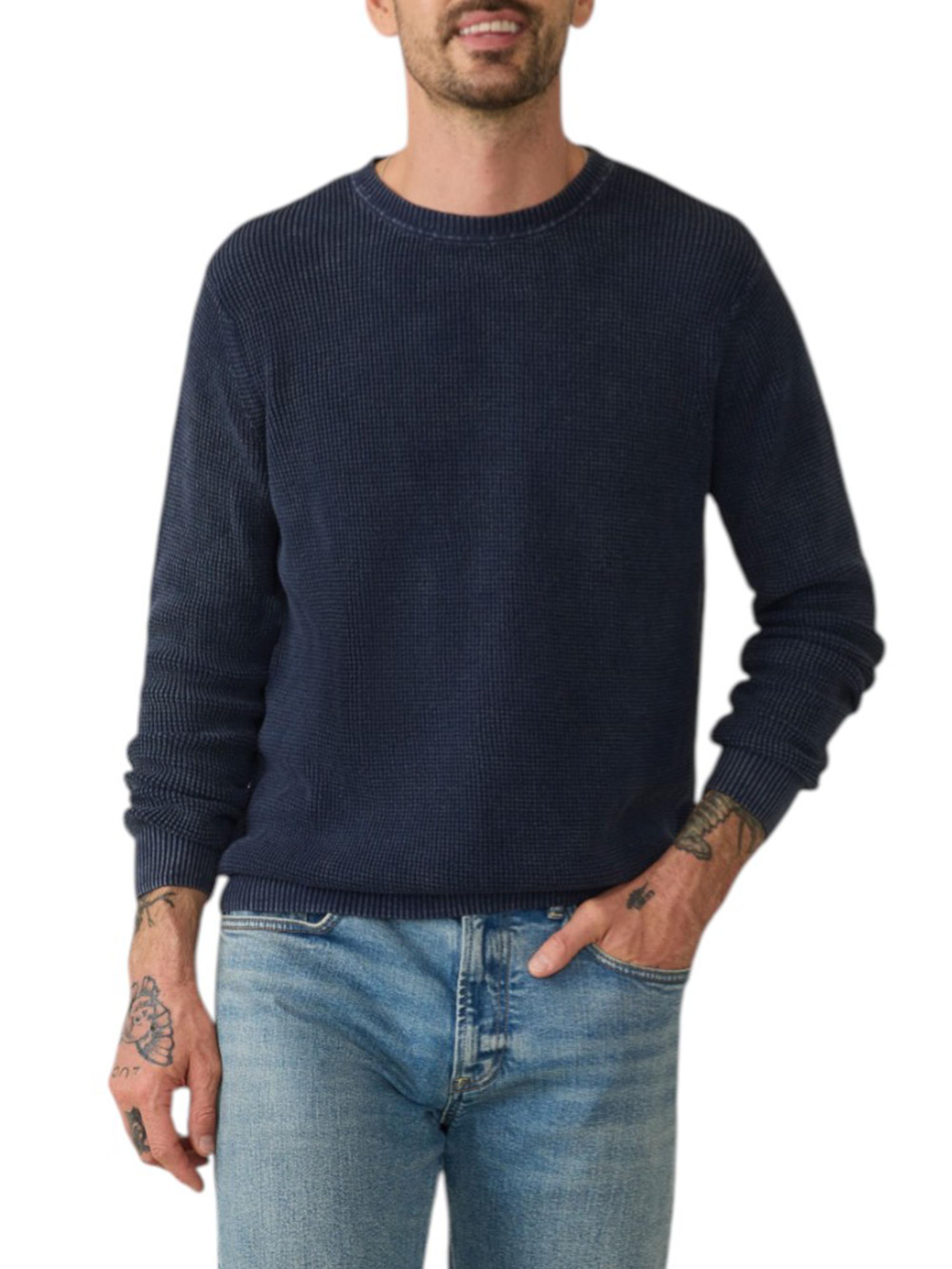 Faherty Brand Men's Sunwashed Crewneck Sweater - Blue Nights
