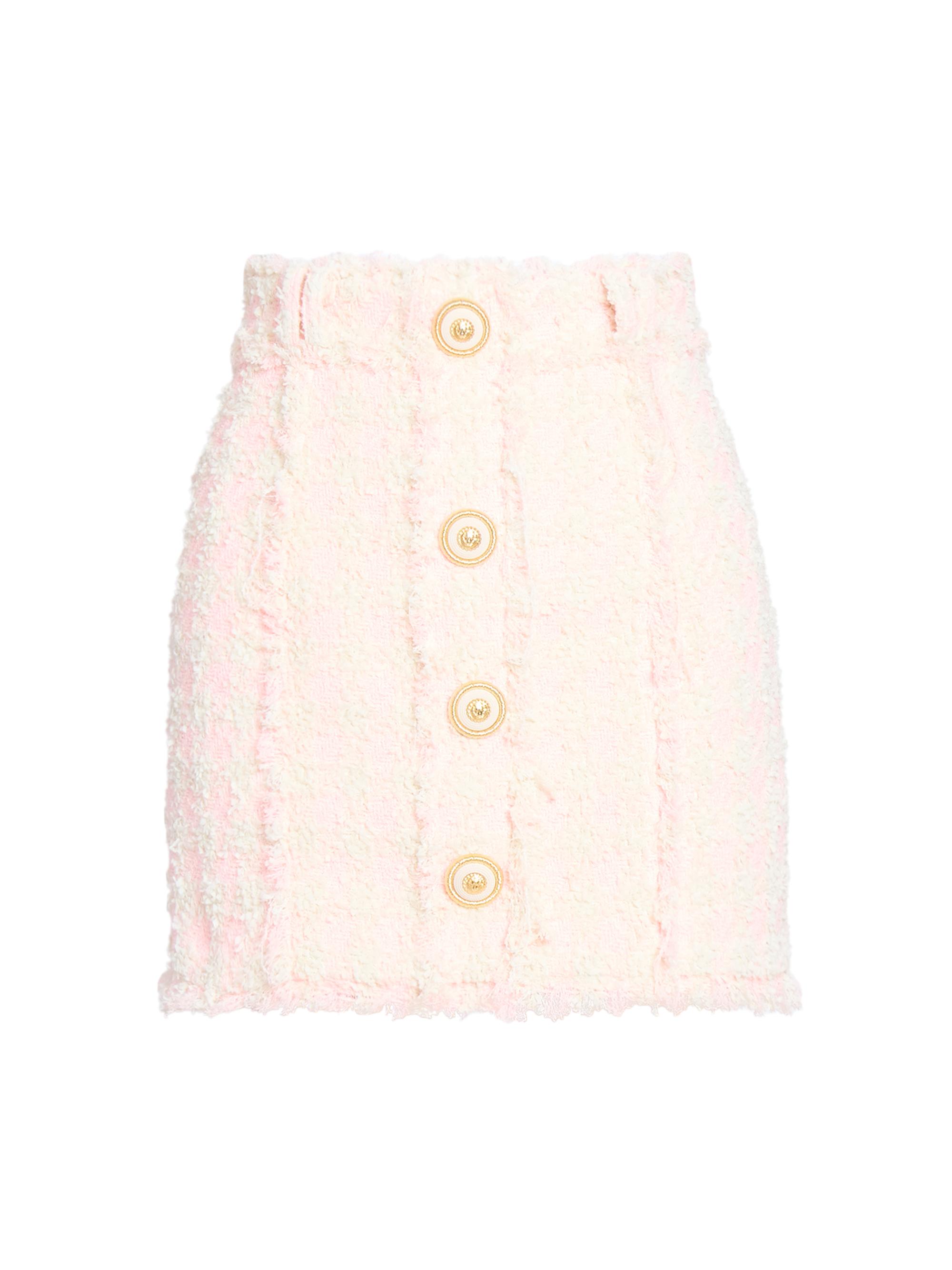 Balmain Women's Tweed Knit Miniskirt - Rose Beige