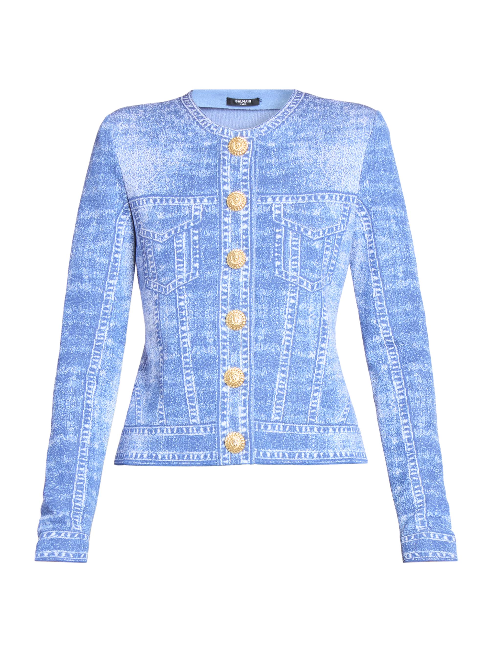 Balmain Women's Trompe L'oeil Denim Button-Front Cardigan - Bleu Jean