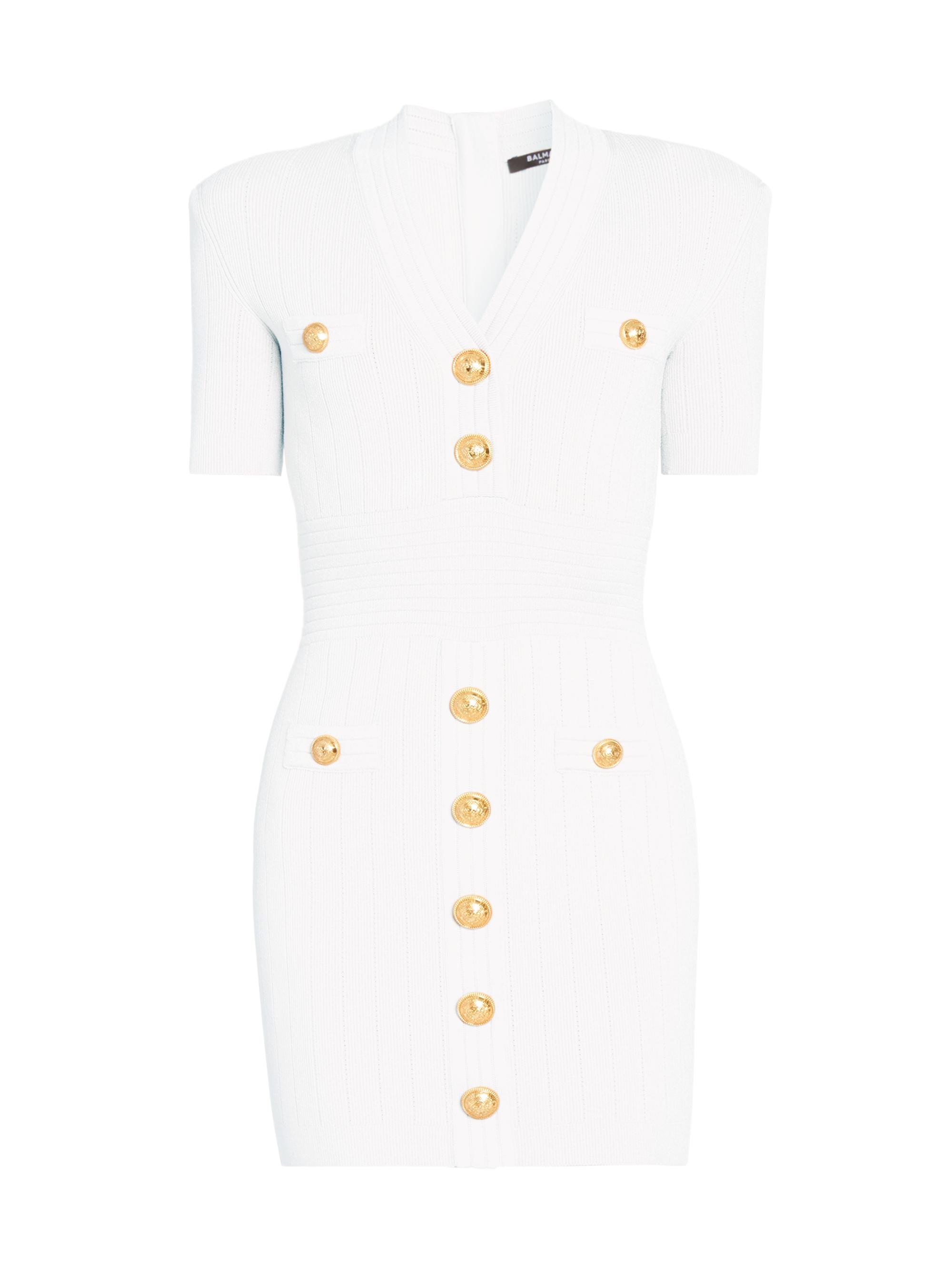 Balmain Women's Button-Accented Knit Minidress - Bleu Pale