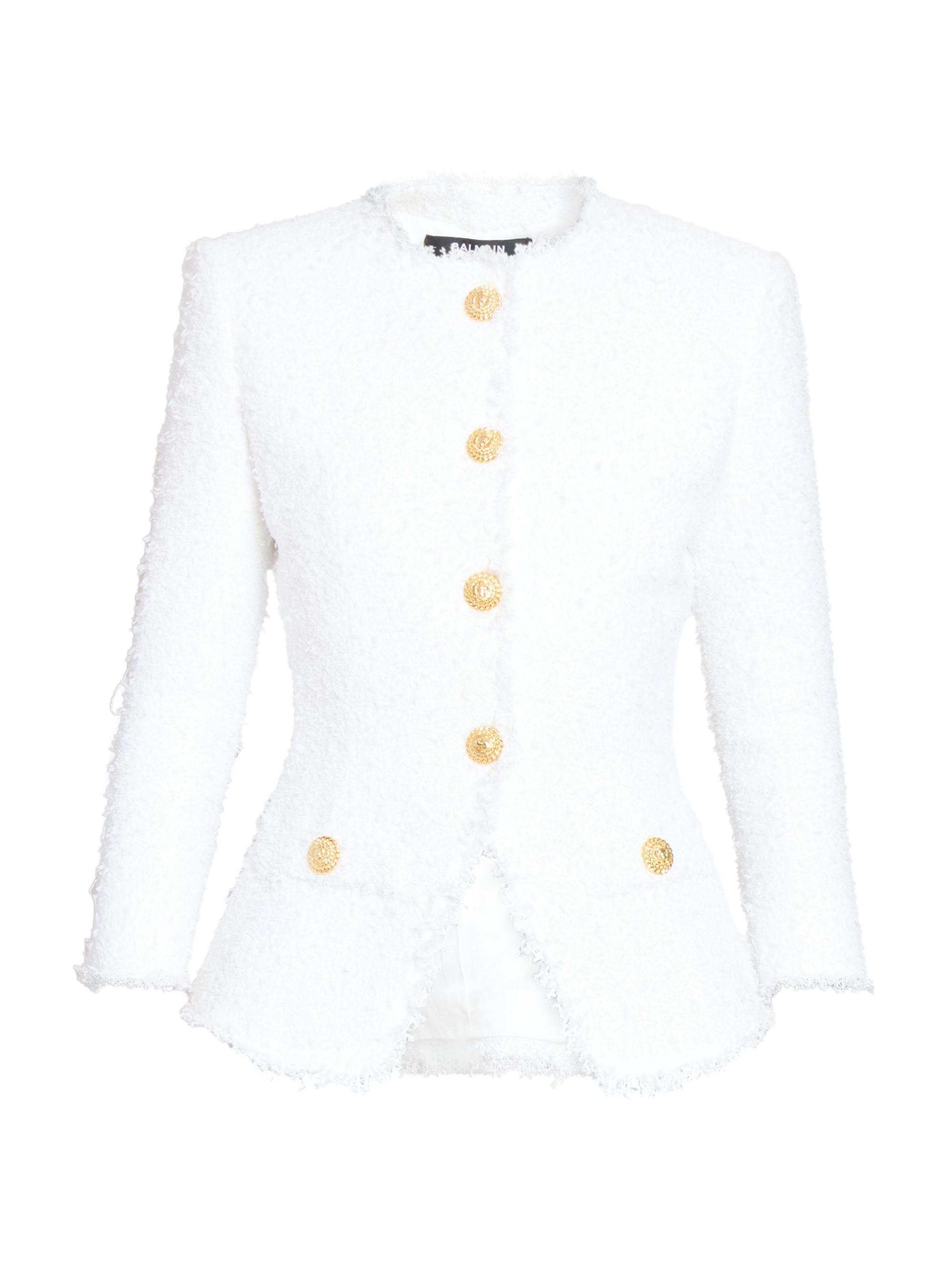 Balmain Tweed Collarless Tailored Jacket | Saks Fifth Avenue