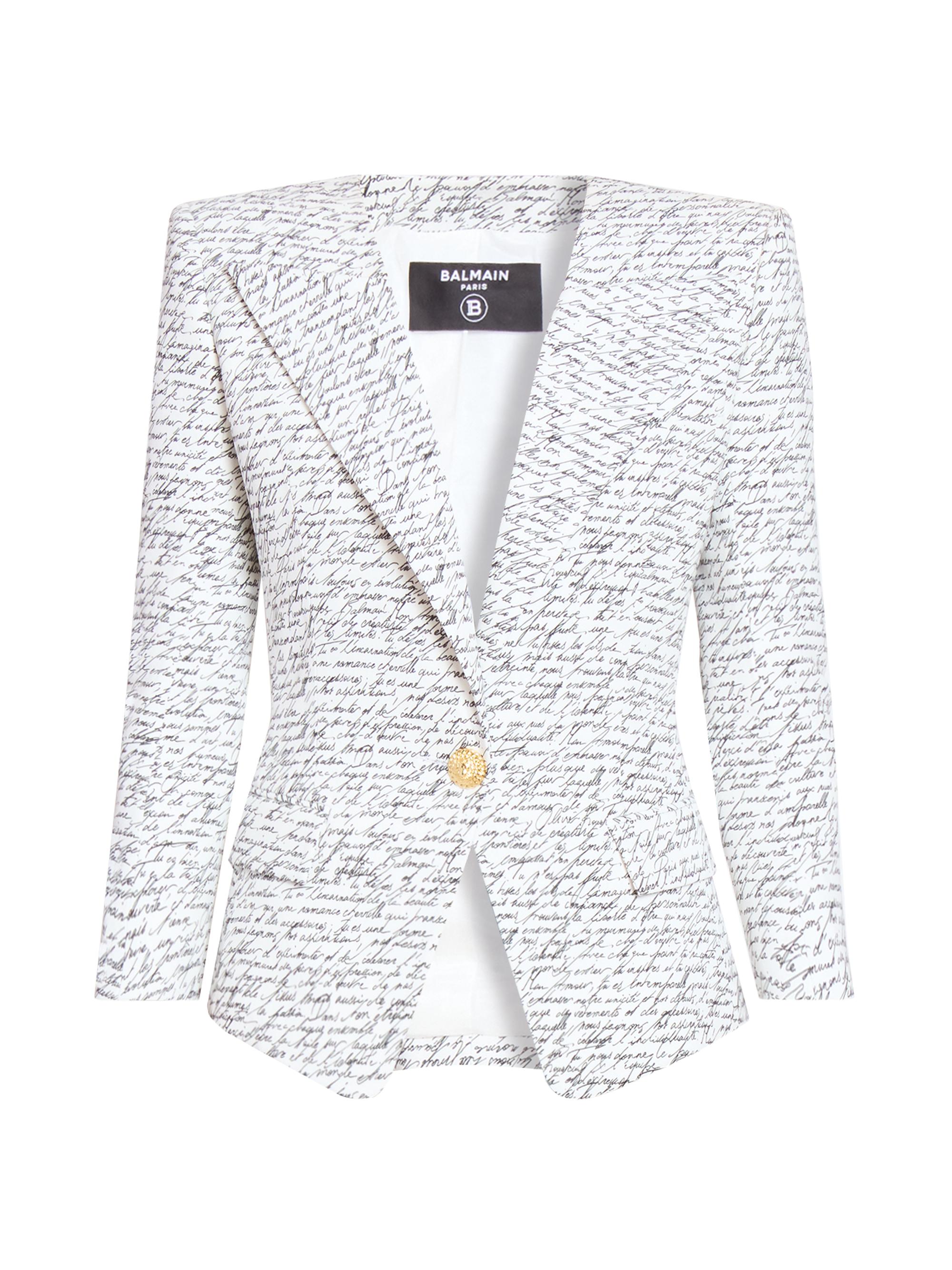 Balmain Women's Love Letter One-Button Jacket - Blanc Noir