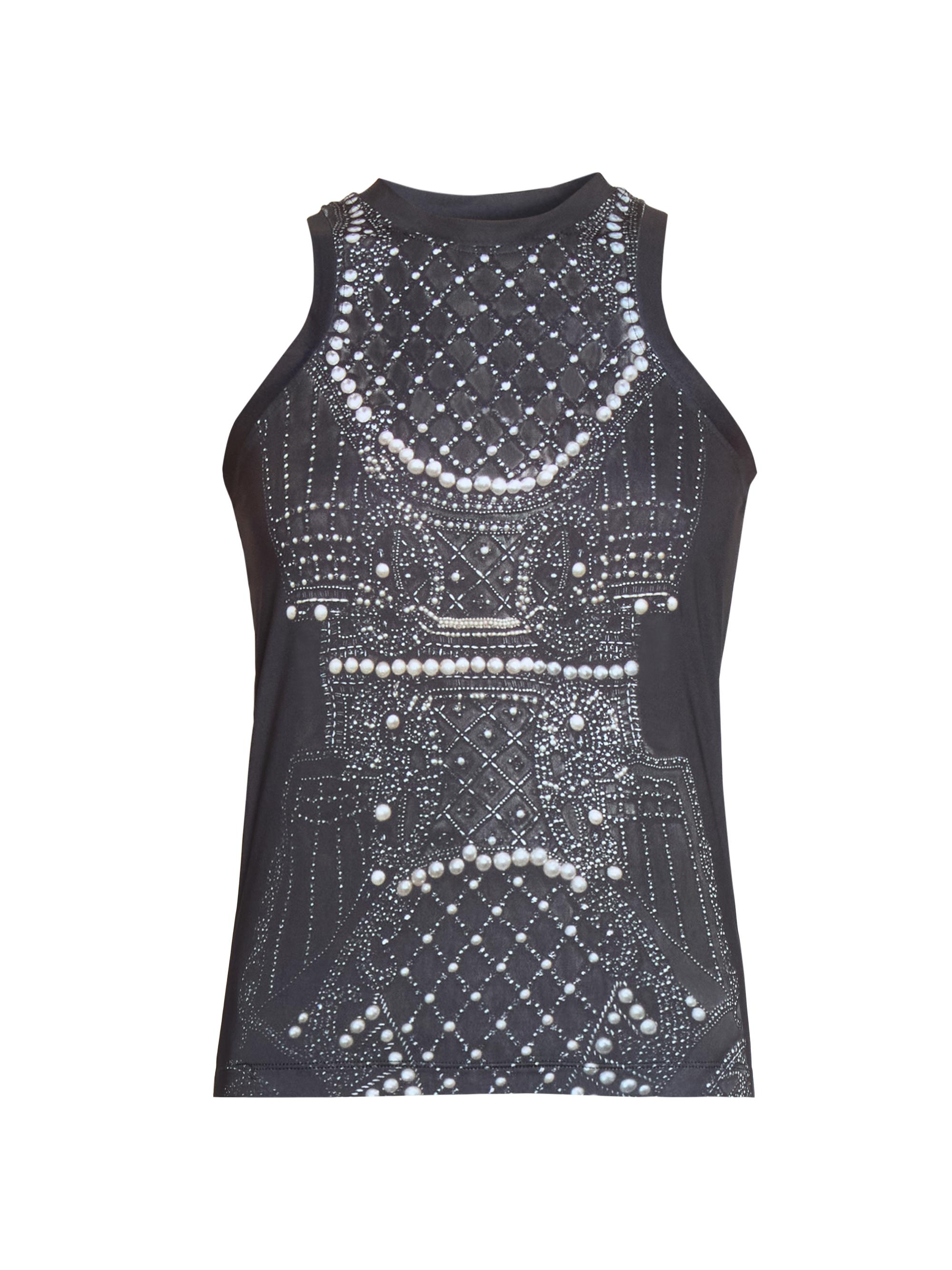Balmain Women's Embroidery Printed Trompe L'oeil Jersey Tank - Noir Blanc
