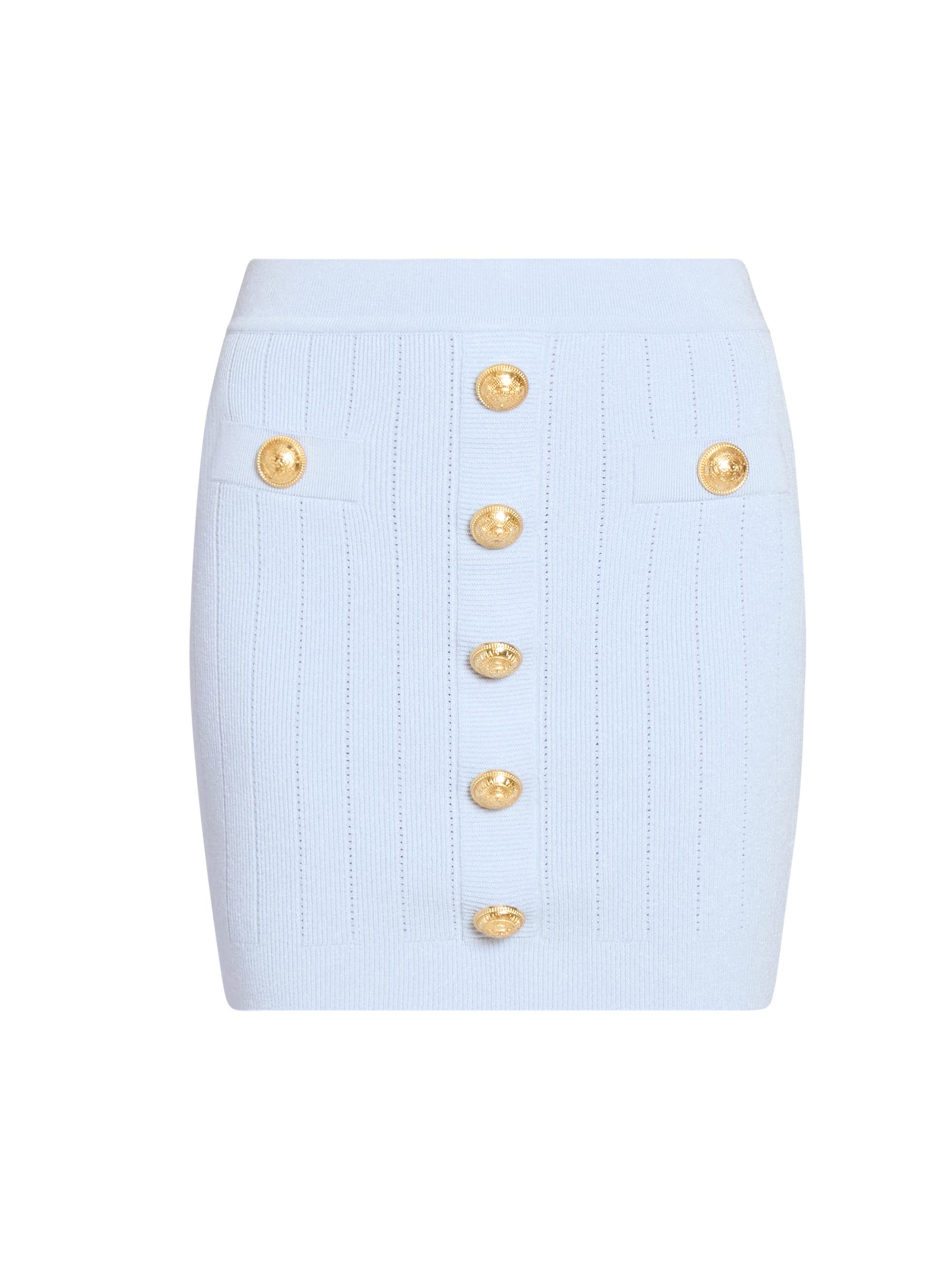 Balmain Women's Pointelle-Knit Button-Front Miniskirt - Bleu Pale