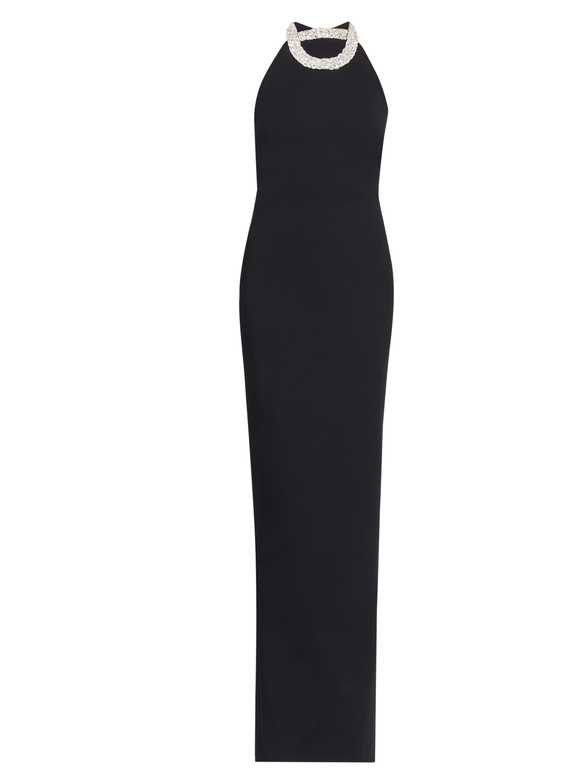 Balmain Women's Embellished Halterneck Column Gown - Noir Cristal